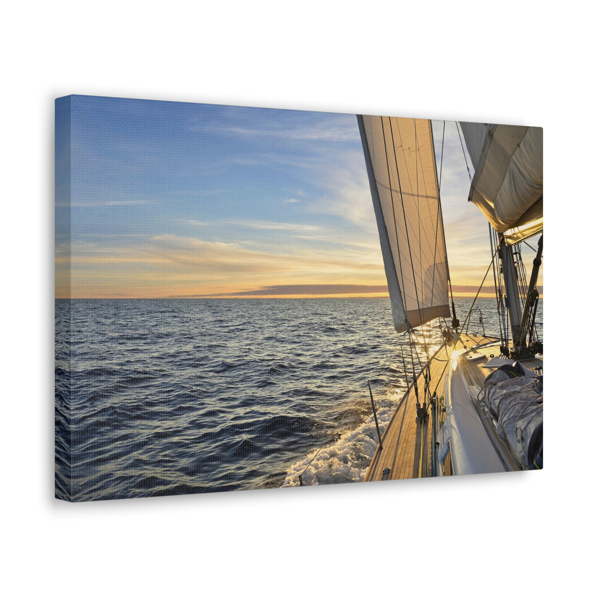 Sailboat Sailing In The Sea At Sunset Ocean Canvas Wall Art for Home Decor Ready-to-Hang-Express Your Love Gifts