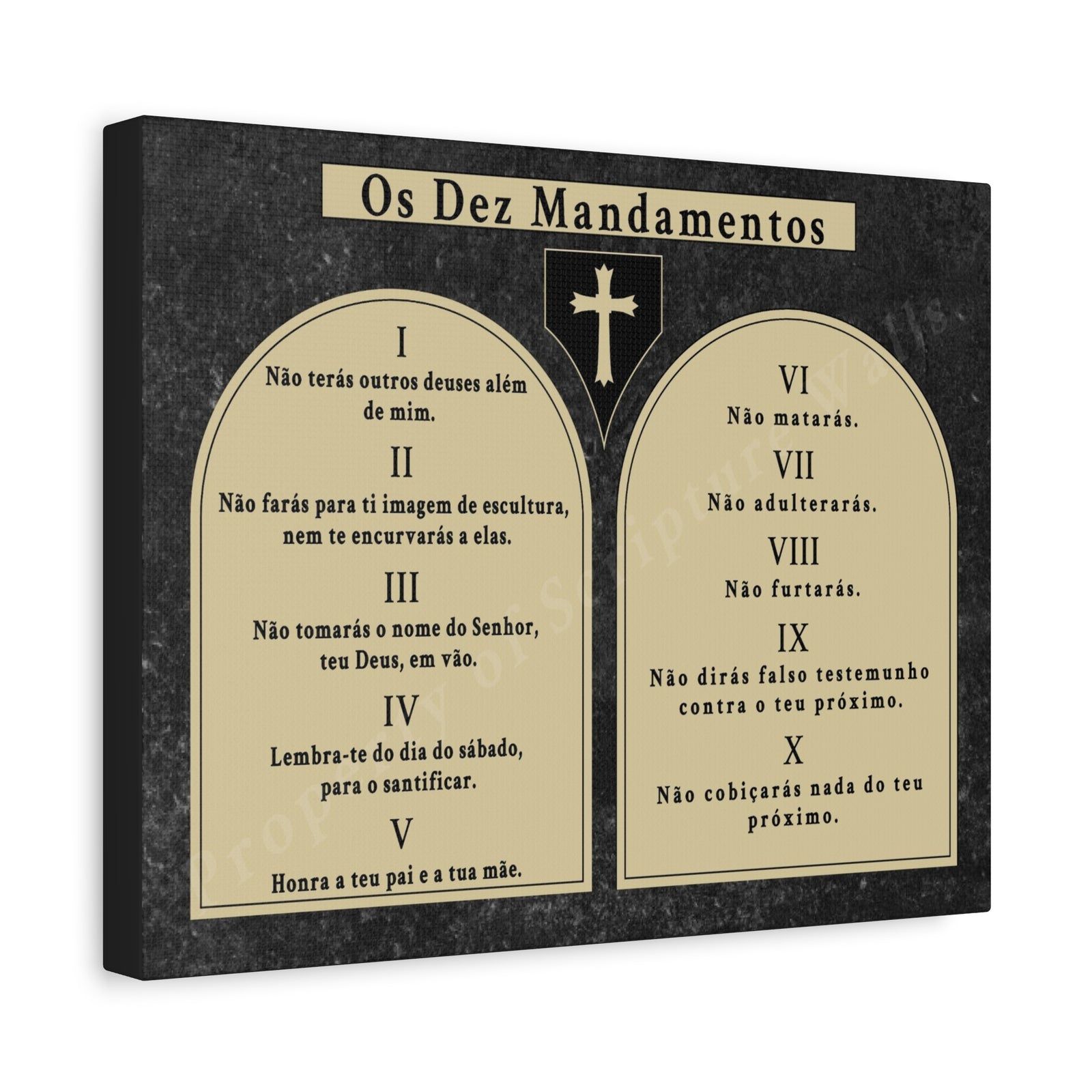 Scripture Walls 10 Commandments Portuguese Tablets Bible Verse Canvas Christian Wall Art Ready to Hang Unframed-Express Your Love Gifts