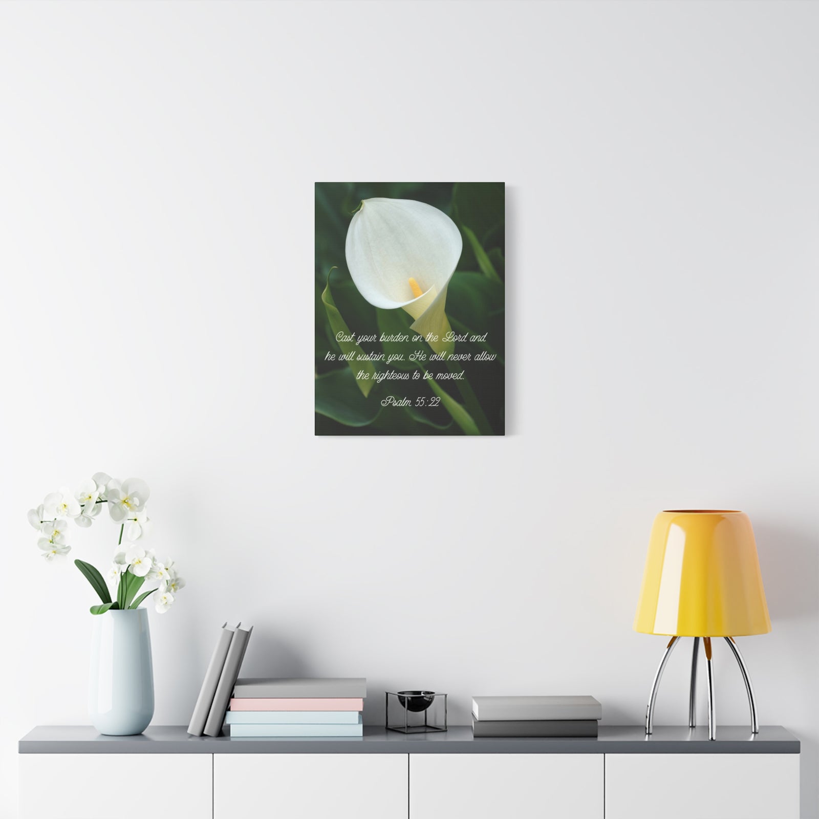 Scripture Canvas Cast Your Burden Psalm 55:22 Christian Wall Art Bible Verse Print Ready to Hang-Express Your Love Gifts