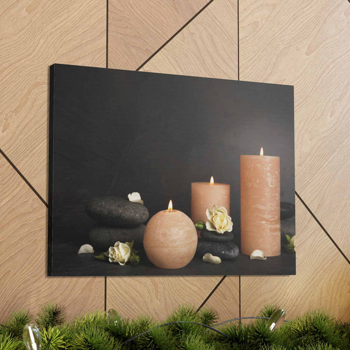 Spa Burning Candles Forest Floral Nature Photography Canvas Wall Art for Home Decor Ready-to-Hang-Express Your Love Gifts