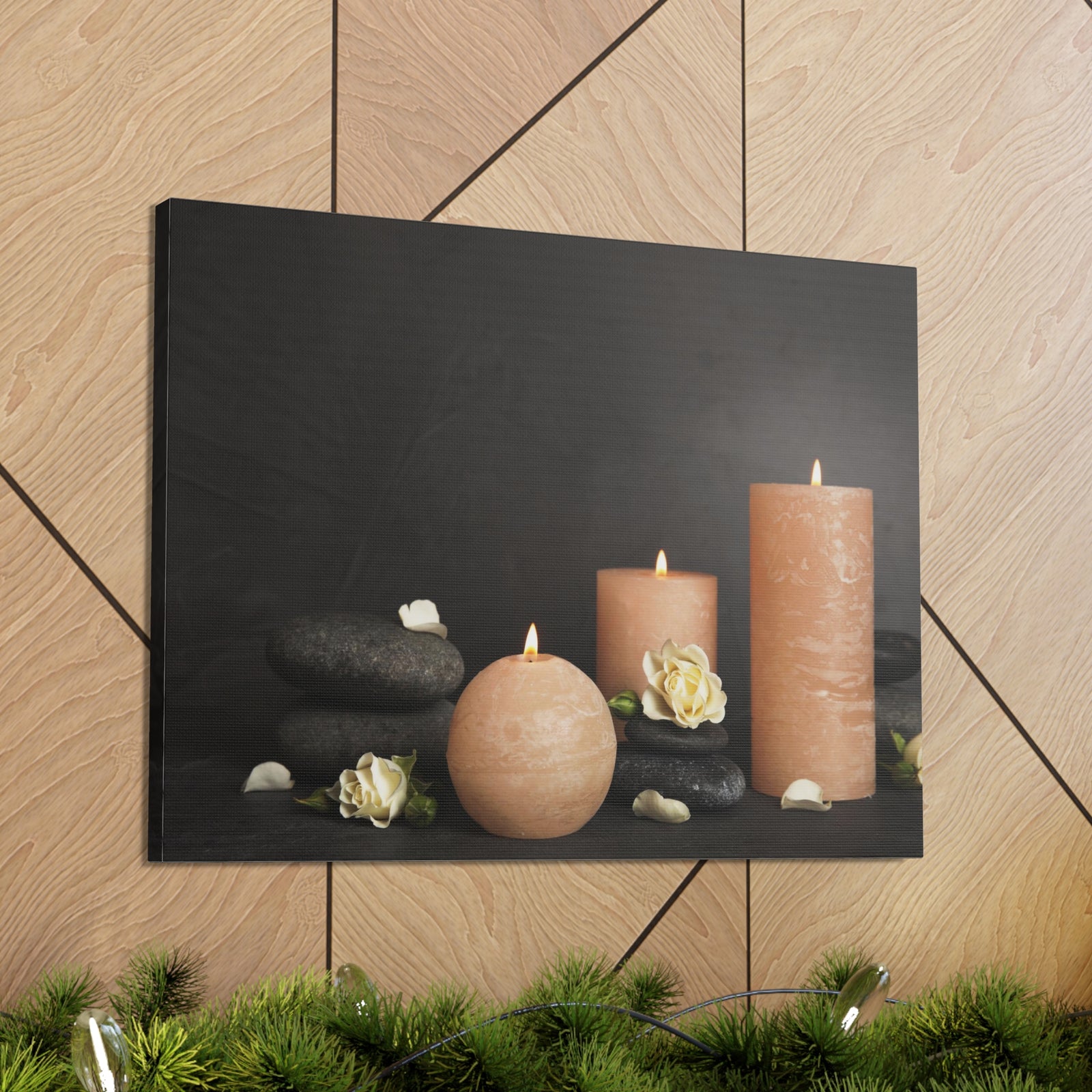 Spa Burning Candles Forest Floral Nature Photography Canvas Wall Art for Home Decor Ready-to-Hang-Express Your Love Gifts