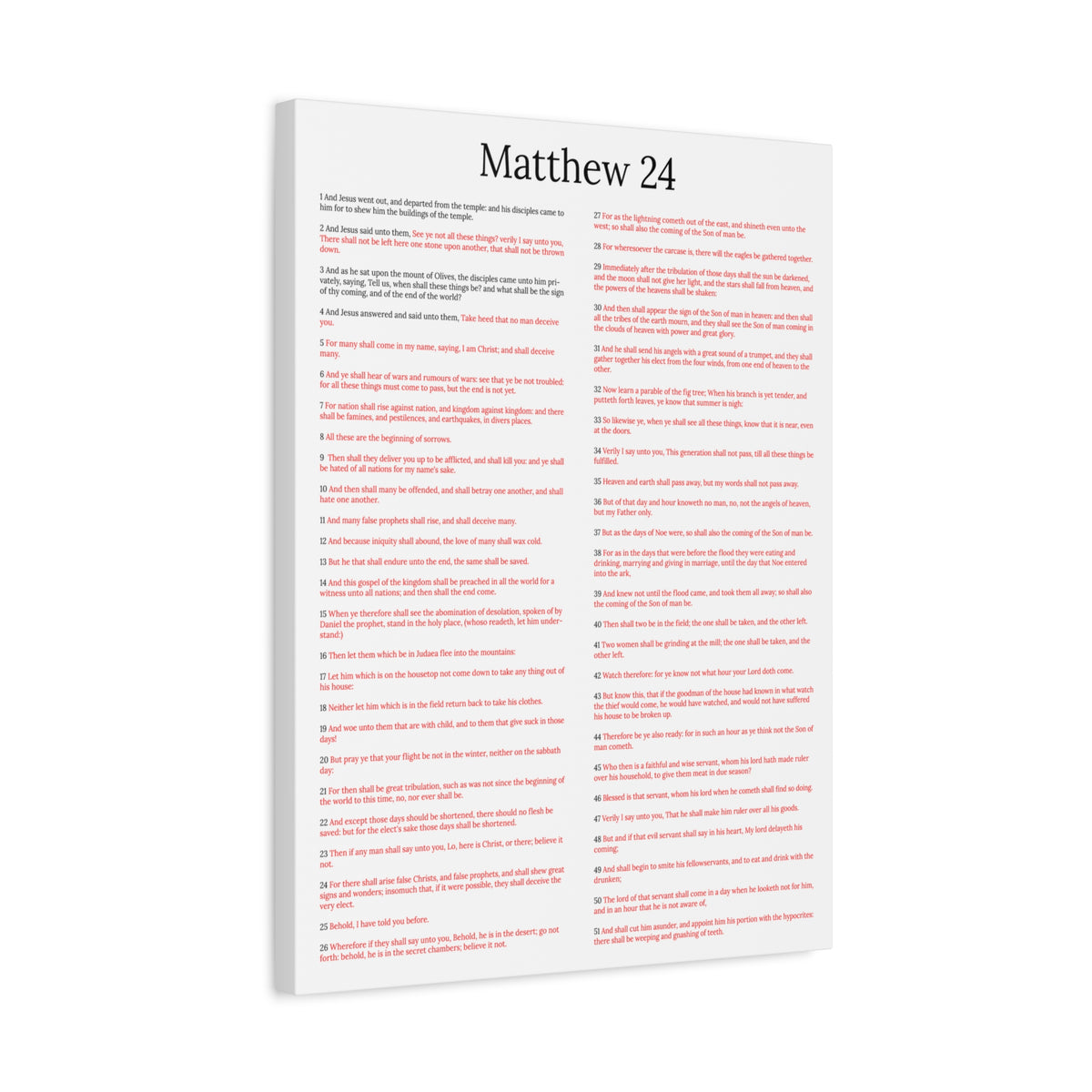 Scripture Walls Christ Words in Red Matthew 24 Chapter Christian Wall Art Print Ready to Hang Unframed-Express Your Love Gifts