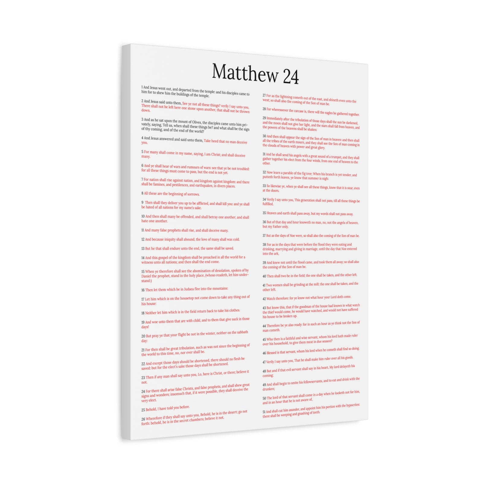 Scripture Walls Christ Words in Red Matthew 24 Chapter Christian Wall Art Print Ready to Hang Unframed-Express Your Love Gifts