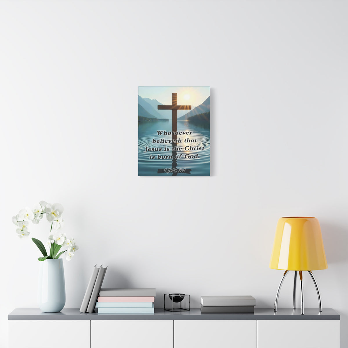Scripture Walls 1 John 5:1 Jesus is The Christ Bible Verse Canvas Christian Wall Art Ready to Hang Unframed-Express Your Love Gifts
