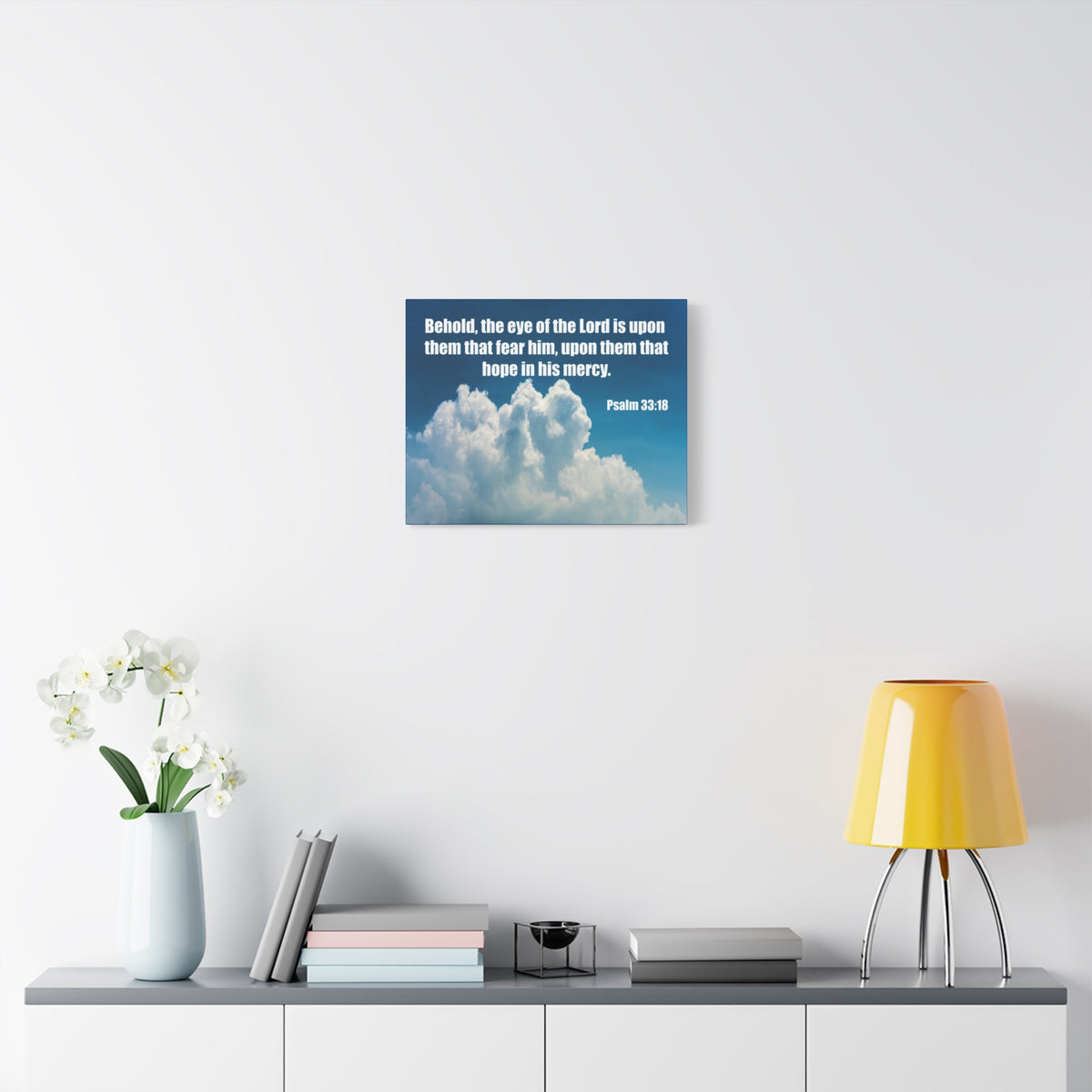 Bible Verse Canvas Hope in His Mercy Psalm 33:18 Christian Home Décor Wall Art Scripture Ready to Hang Faith Print-Express Your Love Gifts