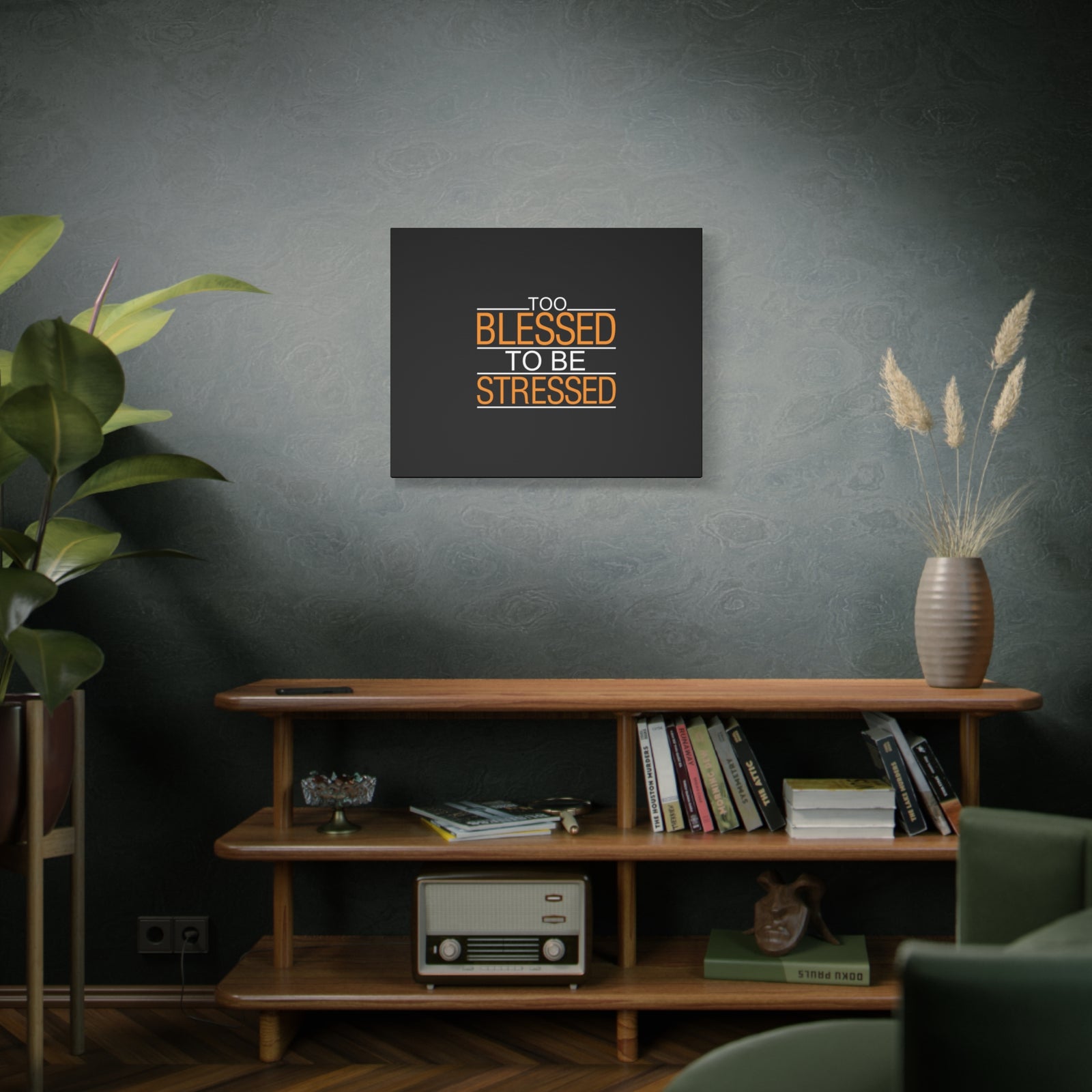 Scripture Canvas Too Blessed To Be Stressed PSALM 119:143 Christian Wall Art Bible Verse Print Ready to Hang-Express Your Love Gifts