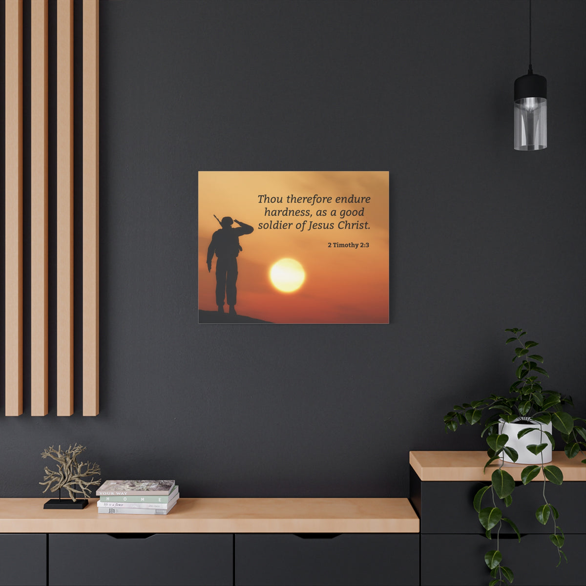 Scripture Walls Good Soldier 2 Timothy 2:3 Bible Verse Canvas Christian Wall Art Ready to Hang-Express Your Love Gifts