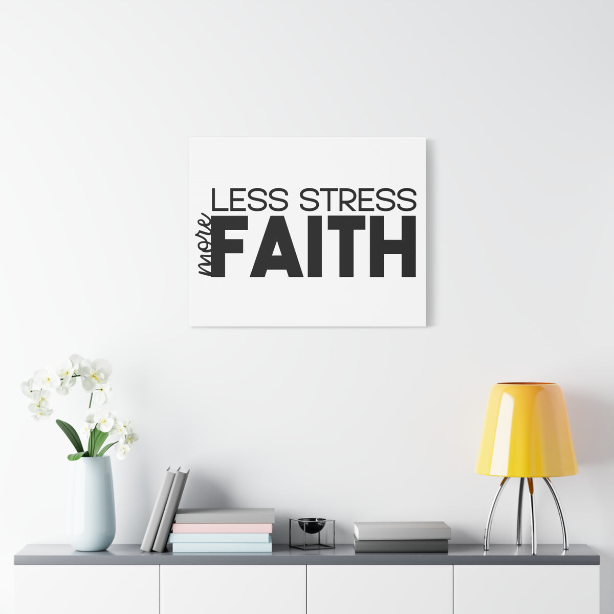 Scripture Canvas More Faith, Less Stress PSALM 119:143 Christian Wall Art Print Ready to Hang-Express Your Love Gifts