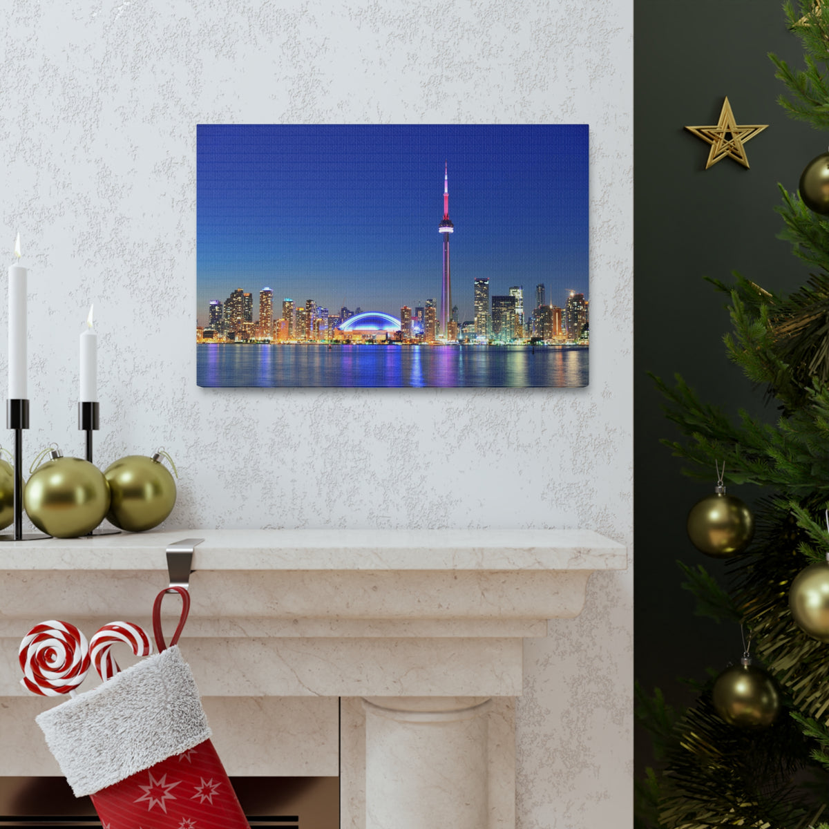 Toronto Night Skyline Canvas Artwork High-Quality Breathtaking Stunning Cityscape for Home Decor Ready to Hang-Express Your Love Gifts