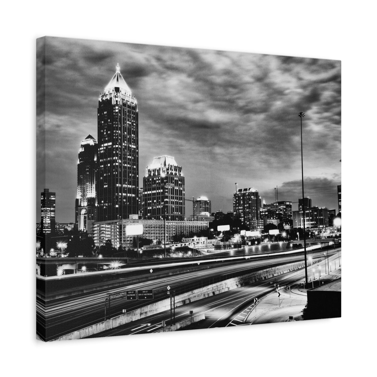 Atlanta Black And White Skyline Canvas Artwork High-Quality Breathtaking Stunning Cityscape for Home Decor Ready to Hang-Express Your Love Gifts