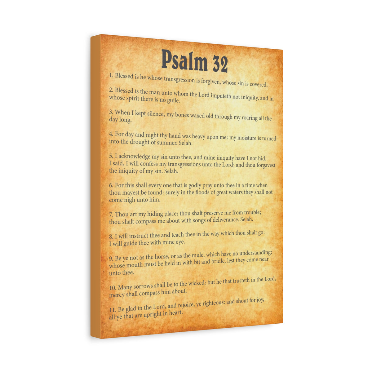 Scripture Walls Psalm 32 Gold Bible Chapter Canvas Christian Wall Art Ready to Hang-Express Your Love Gifts