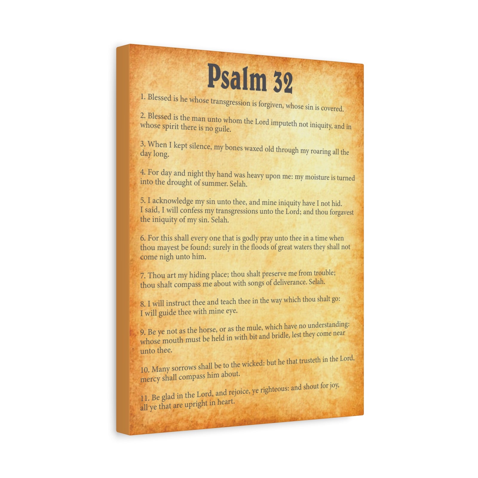 Scripture Walls Psalm 32 Gold Bible Chapter Canvas Christian Wall Art Ready to Hang-Express Your Love Gifts