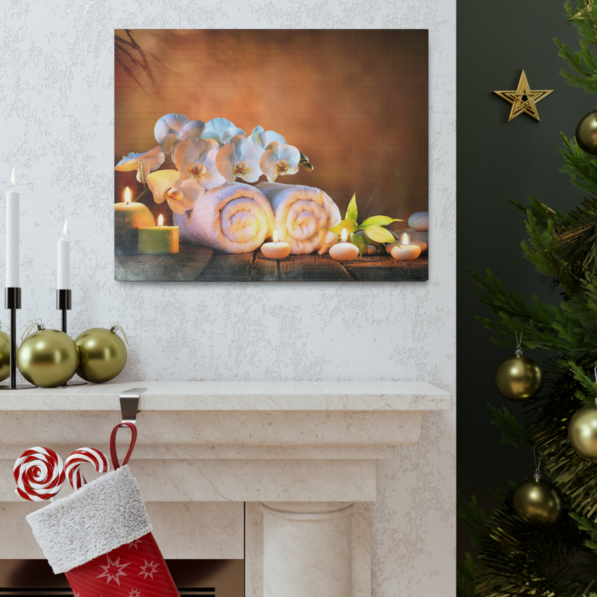 Candles and Orchid Forest Floral Nature Photography Canvas Wall Art for Home Decor Ready-to-Hang-Express Your Love Gifts
