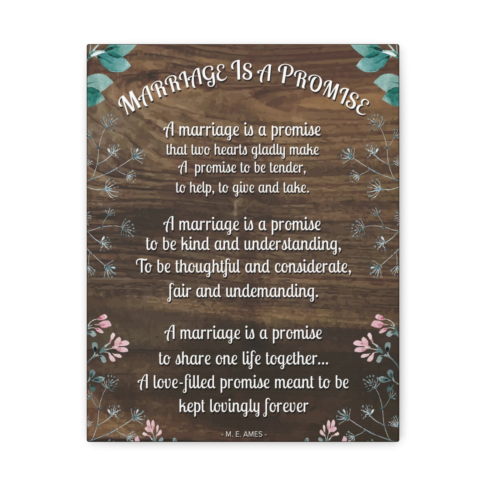 Marriage is a Promise Motivational Printed On Ready To Hang Stretched Canvas Wall Art-Express Your Love Gifts