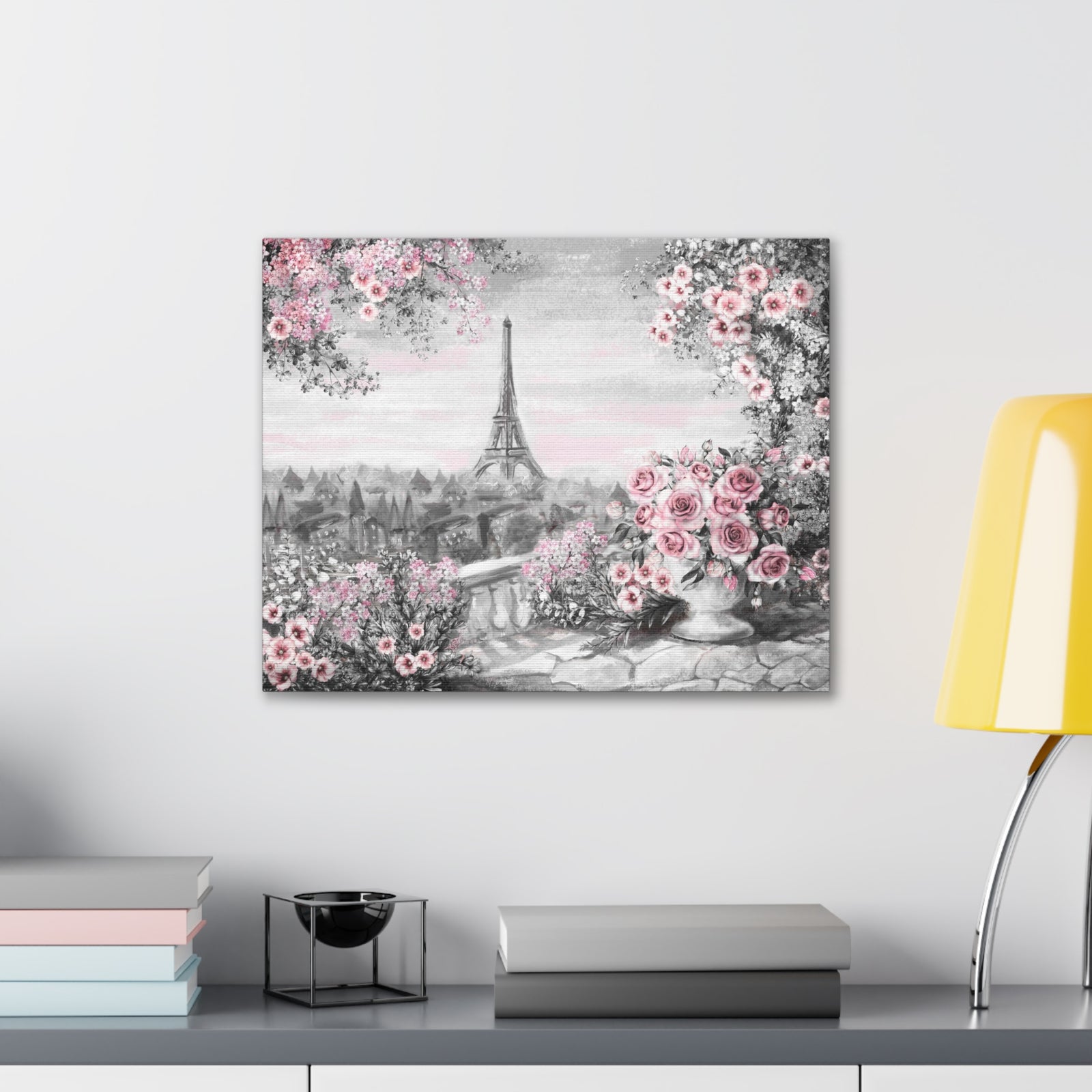 Paris Pink Rose France Canvas Artwork High-Quality Breathtaking French City for Home Decor Ready to Hang-Express Your Love Gifts