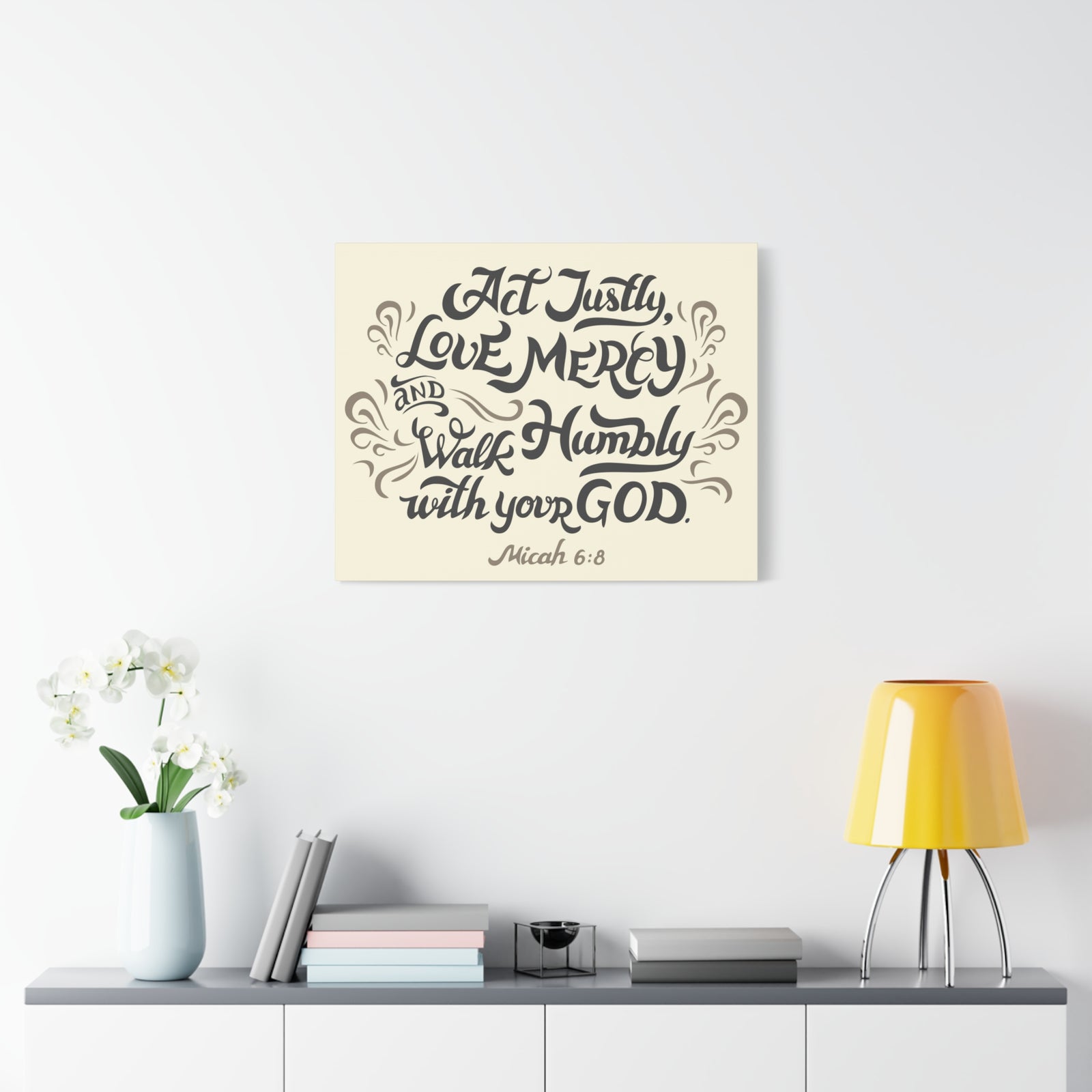 Scripture Canvas Act Justly Walk Humbly Micah 6:8 Christian Wall Art Bible Verse Print Ready To Hang-Express Your Love Gifts