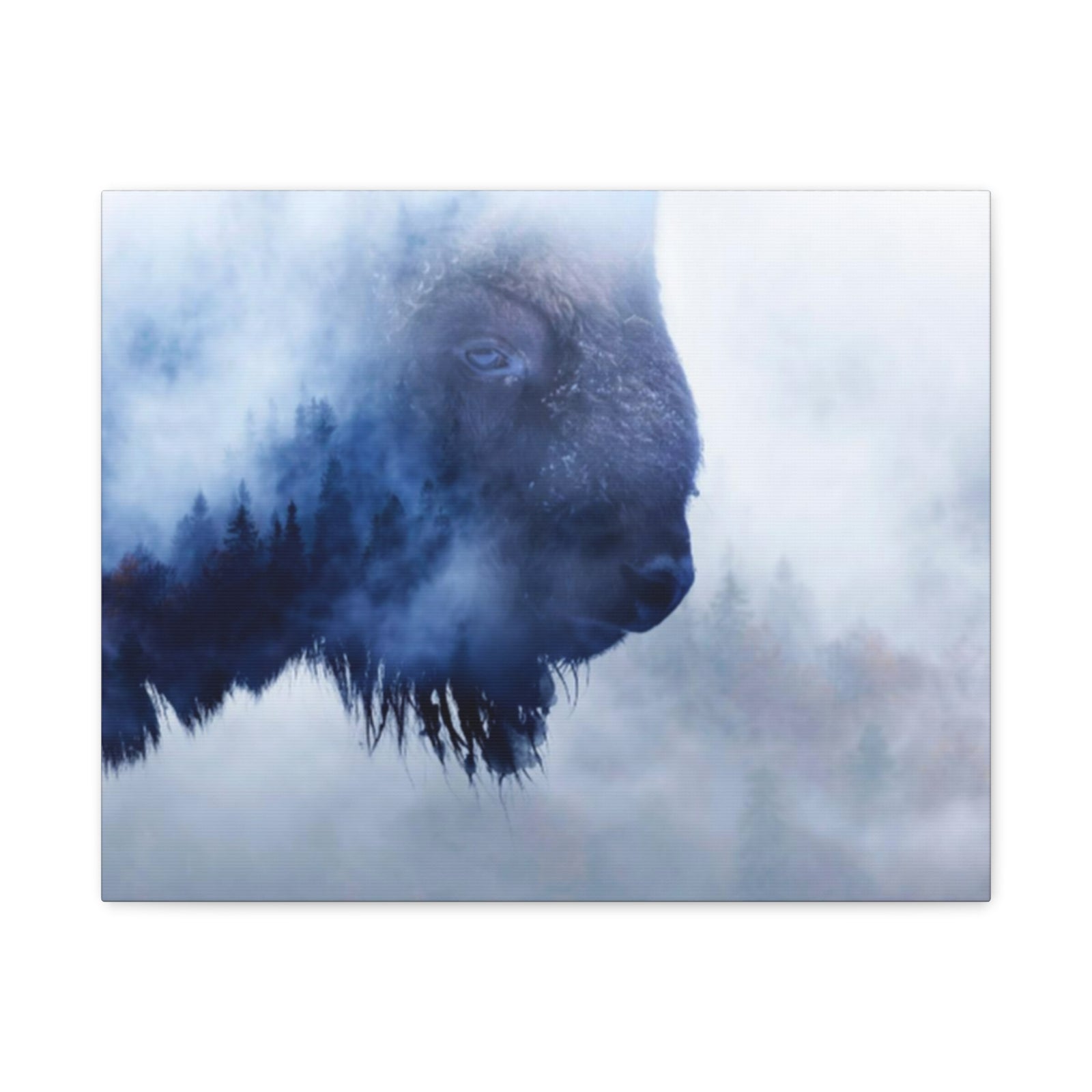 Wild Bison And A Pine Forest Buffalo Art Canvas Wall Art for Home Decor Ready-to-Hang-Express Your Love Gifts
