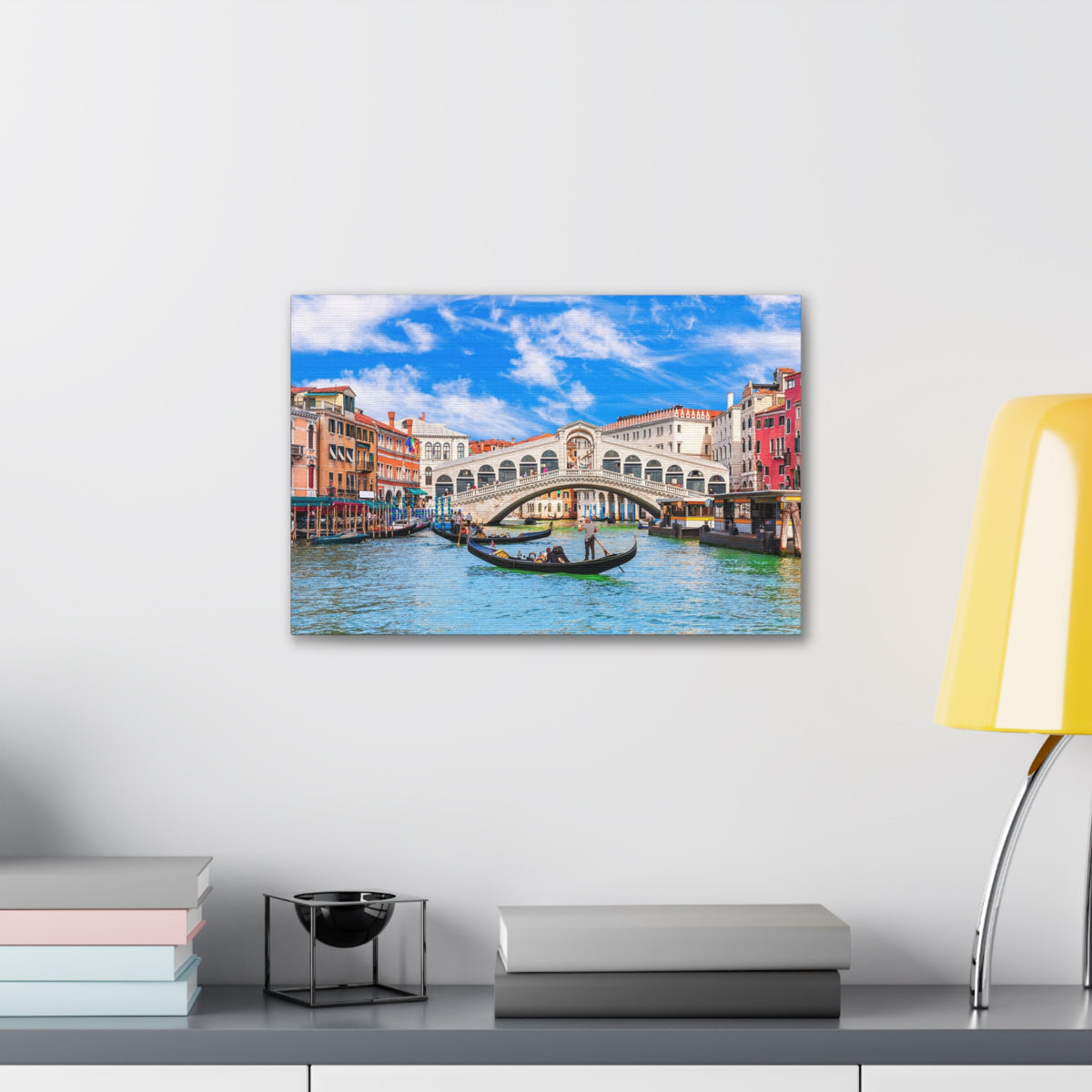 Rialto Bridge Venice Modern Multicolor Scenic Nature Photography Canvas Home Office Decor Ready to Hang-Express Your Love Gifts
