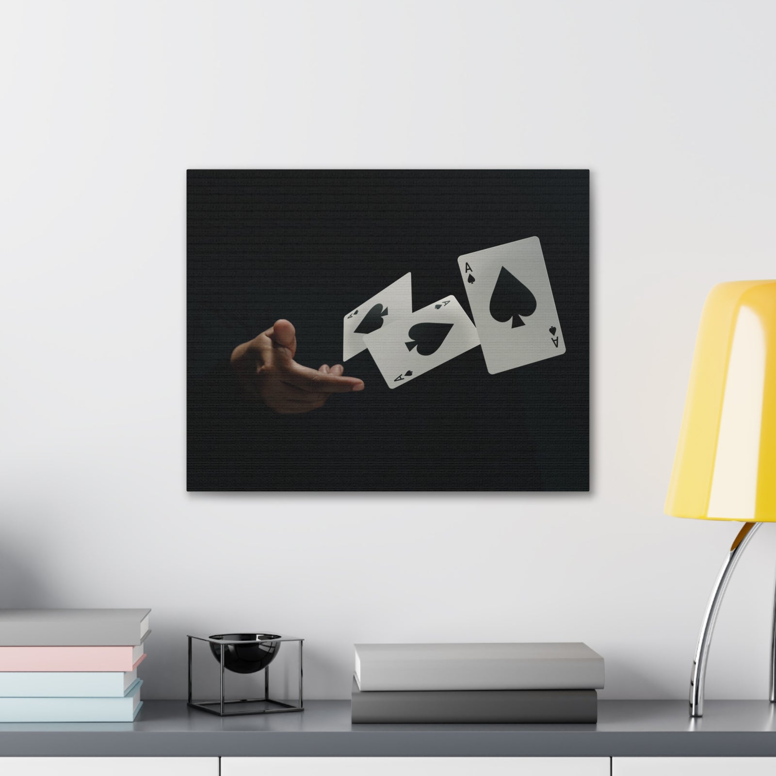 Magician Throwing Ace of Spades Playing Card Canvas Wall Art for Home Decor Ready-to-Hang-Express Your Love Gifts