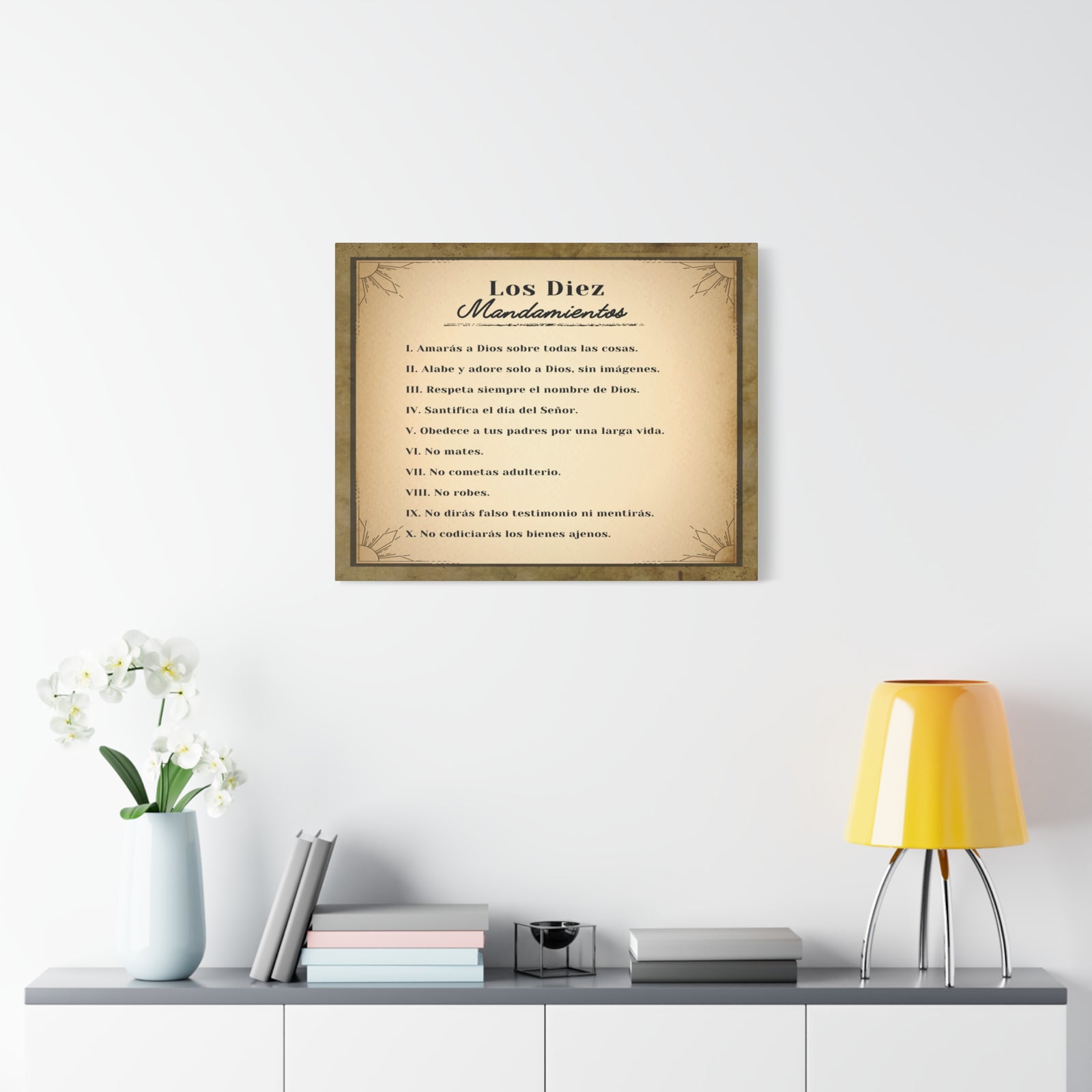 Los Diez Mandamientos 10 Commandments Spanish Christian Wall Art Print Ready to Hang-Express Your Love Gifts