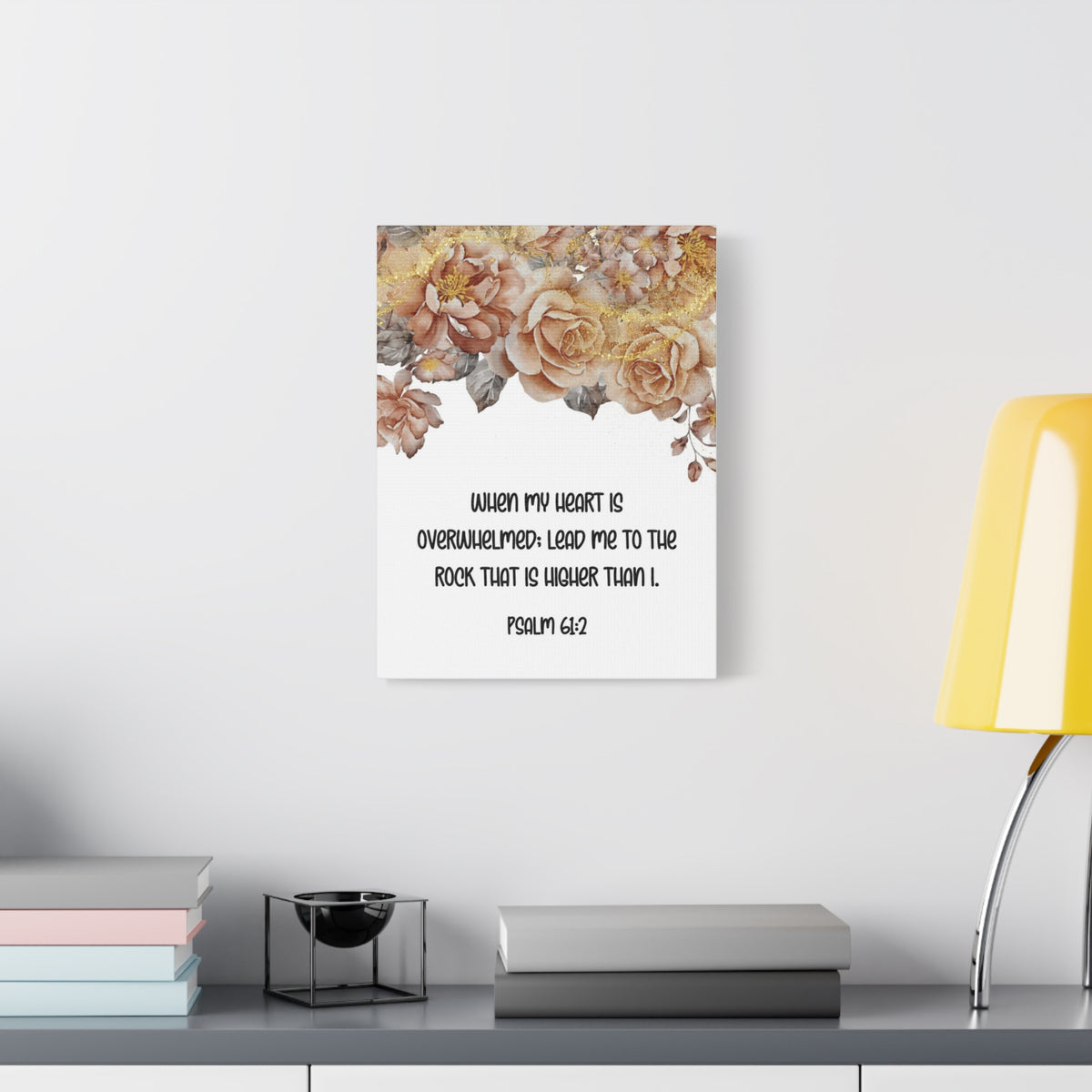 Scripture Walls Higher Than I Psalm 61:2 Floral Bible Verse Canvas Christian Wall Art Ready to Hang-Express Your Love Gifts