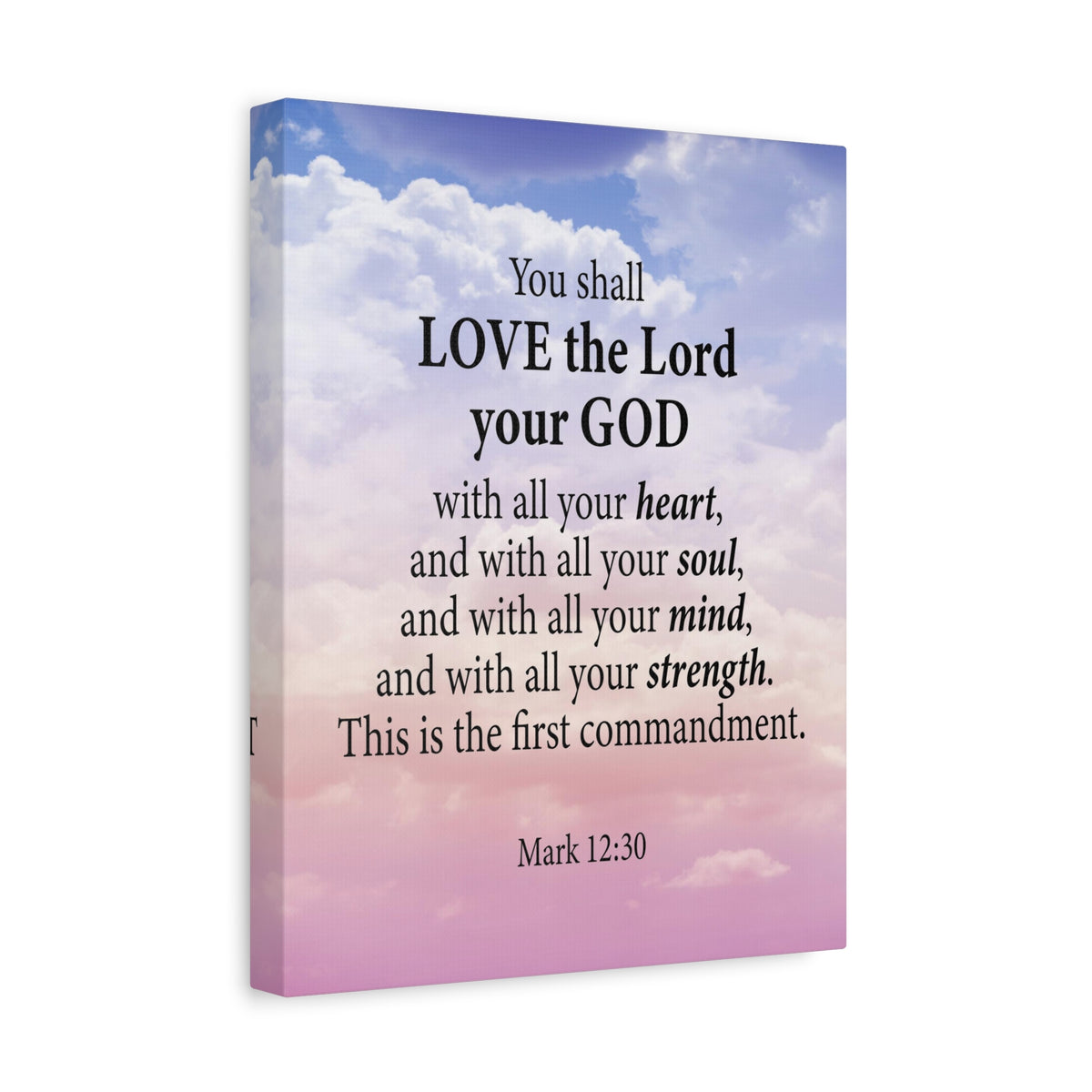 Bible Verse Canvas Love the Lord With All Your Heart Mark 12:30 Wall Art Christian Home Decor-Express Your Love Gifts