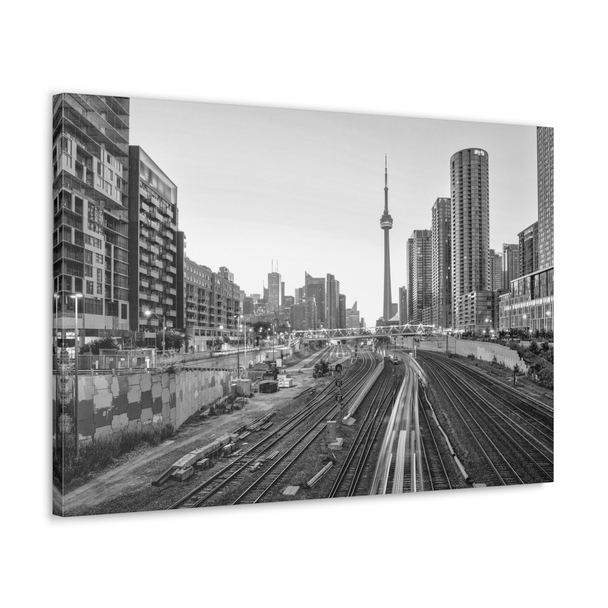 Toronto Black And White Skyline Canvas Artwork High-Quality Breathtaking Stunning Cityscape for Home Decor Ready to Hang-Express Your Love Gifts