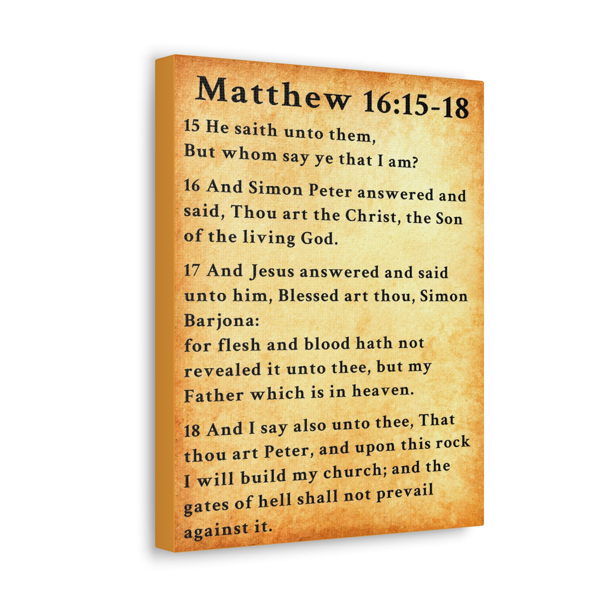 Scripture Walls Matthew 16:15-18 KJV Bible Verse Canvas Christian Wall Art Ready to Hang Unframed-Express Your Love Gifts