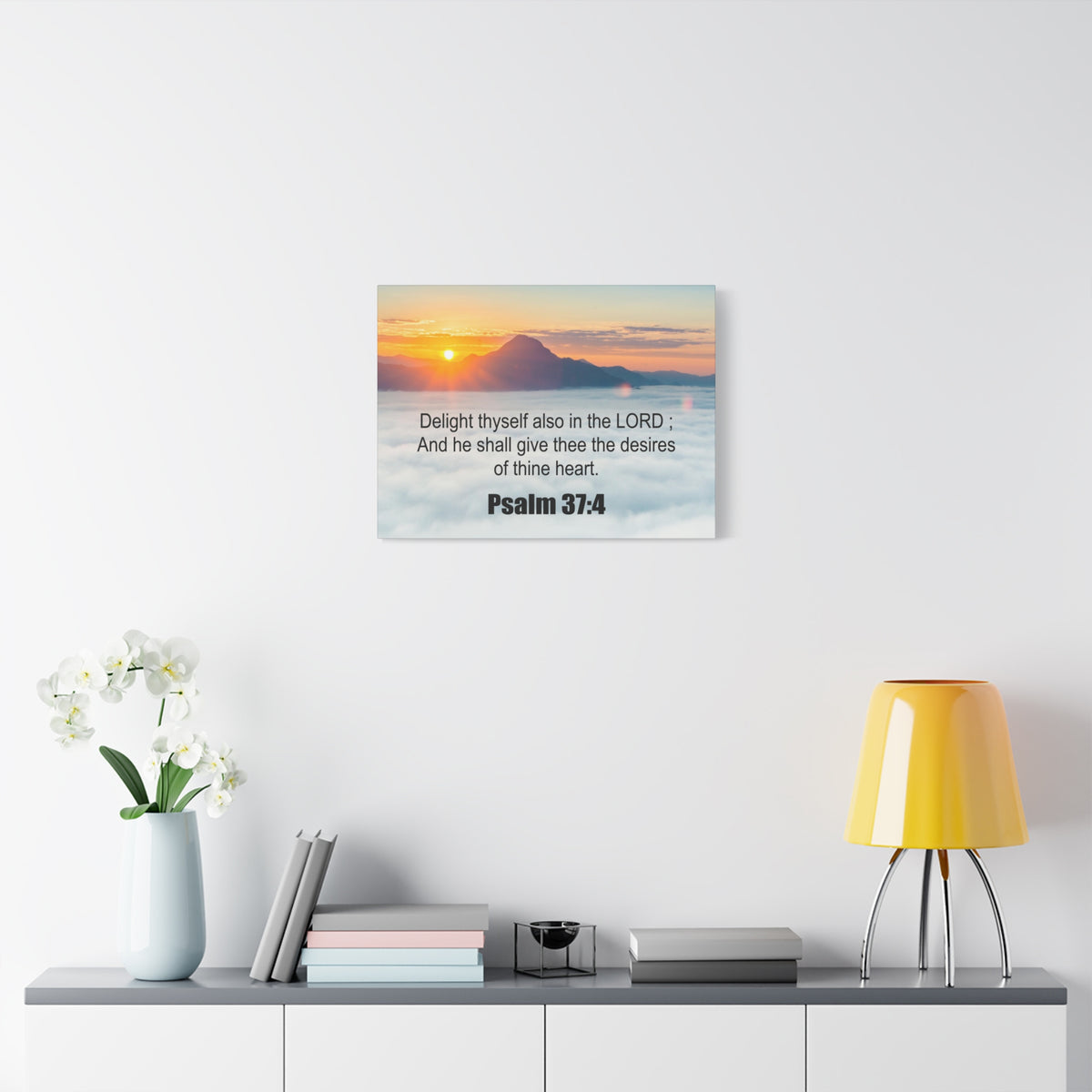 Scripture Canvas Delight Thyself Psalm 37:4 Christian Wall Art Bible Verse Print Ready to Hang-Express Your Love Gifts