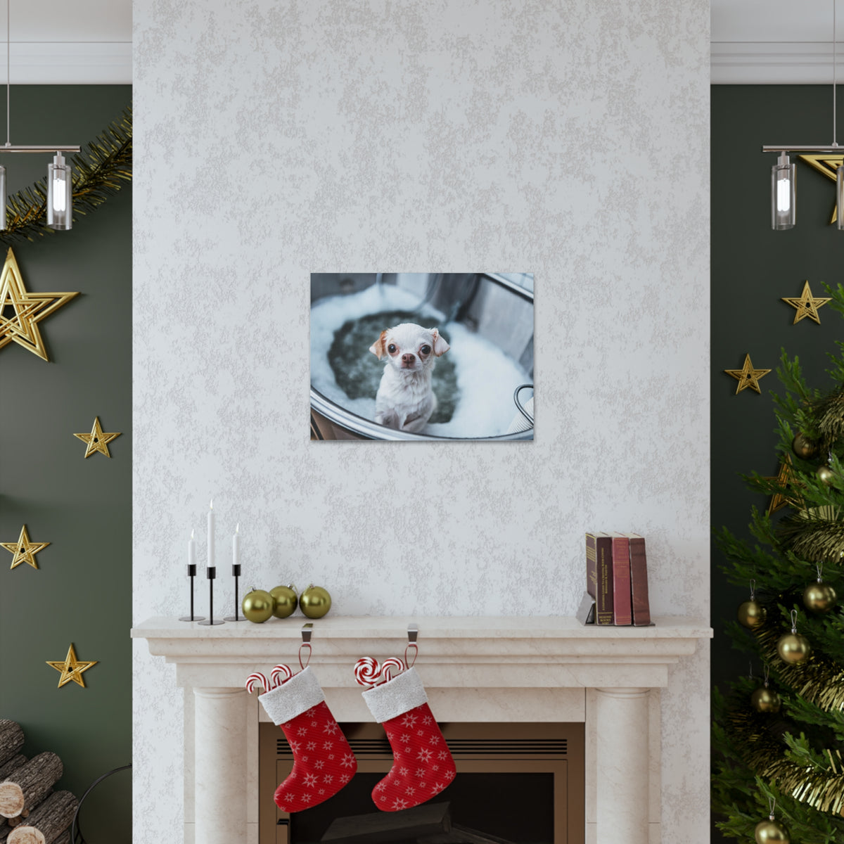 Cute Chihuahua Bathee Canvas Wall Art for Home Decor Ready-to-Hang-Express Your Love Gifts
