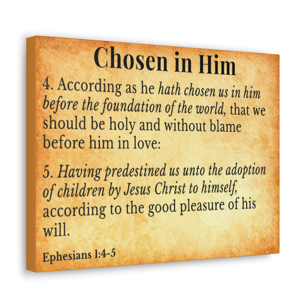 Scripture Walls Ephesians 1:4-5 Chosen in Christ Gold Bible Verse Canvas Christian Wall Art Ready to Hang Unframed-Express Your Love Gifts