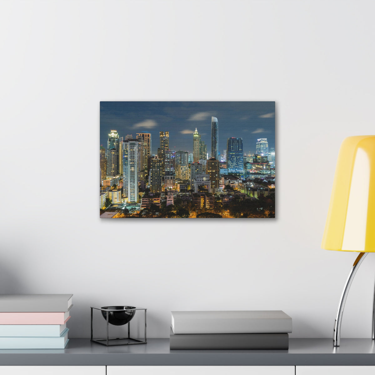 Bangkok Night Skyline Canvas Artwork High-Quality Breathtaking Stunning Cityscape for Home Decor Ready to Hang-Express Your Love Gifts
