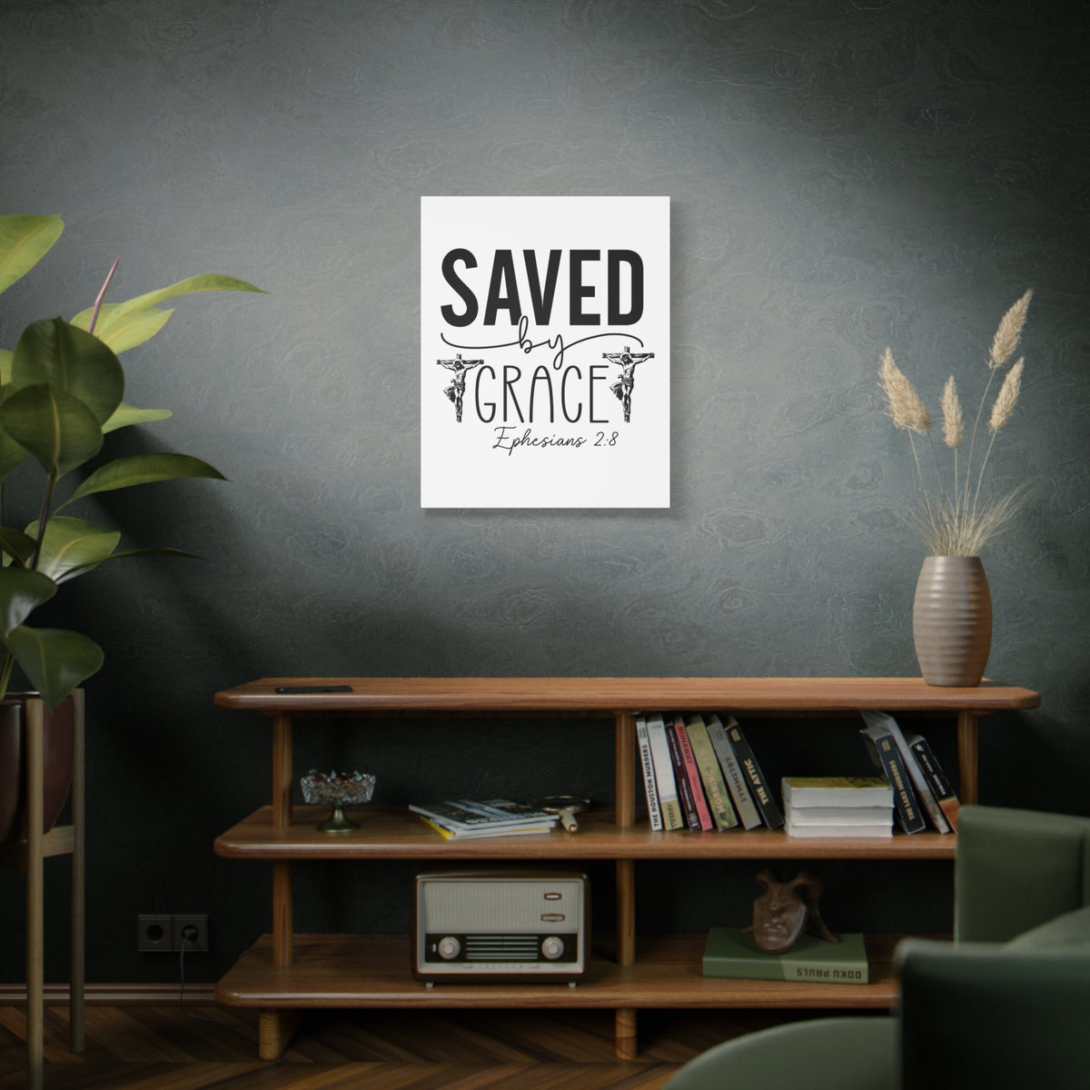 Scripture Walls Ephesian 2:8 Saved By Grace Bible Verse Canvas Christian Wall Art Ready to Hang Unframed-Express Your Love Gifts