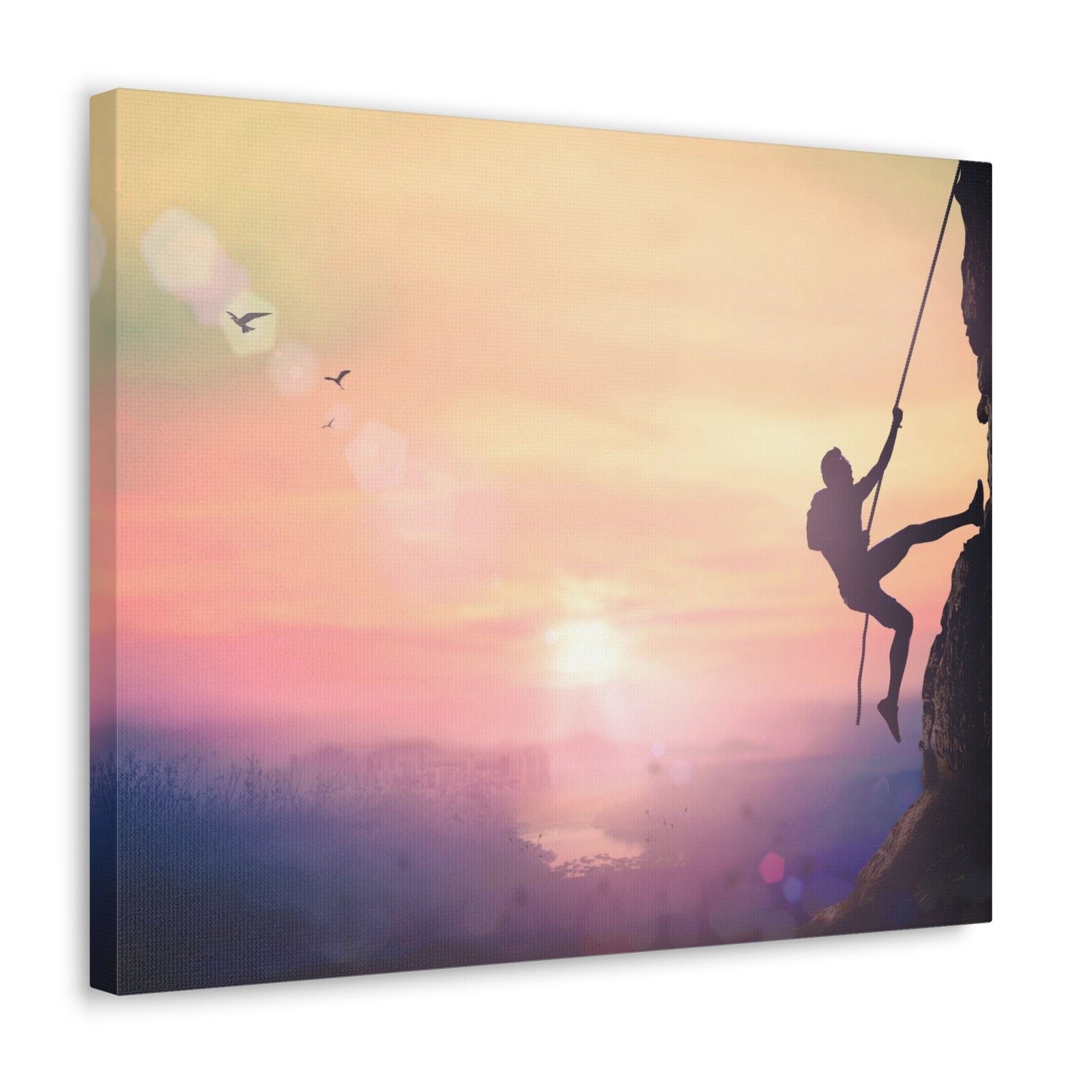 Man Climbing High Mountain Nature Wilderness Photography Canvas Wall Art for Home Decor Ready-to-Hang-Express Your Love Gifts