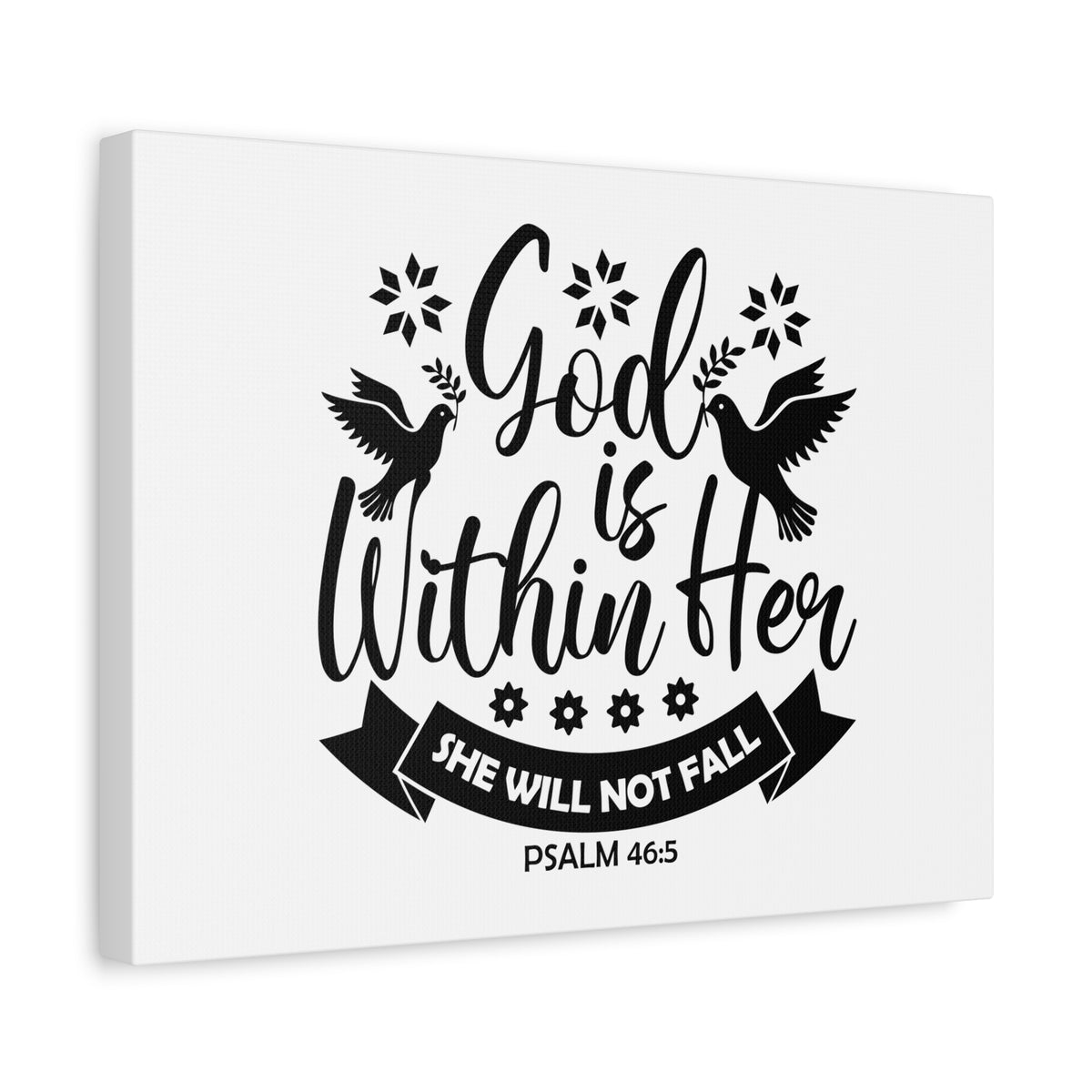 Scripture Canvas God Is Within Her Psalm 46:5 Bird Christian Wall Art Bible Verse Print Ready to Hang-Express Your Love Gifts