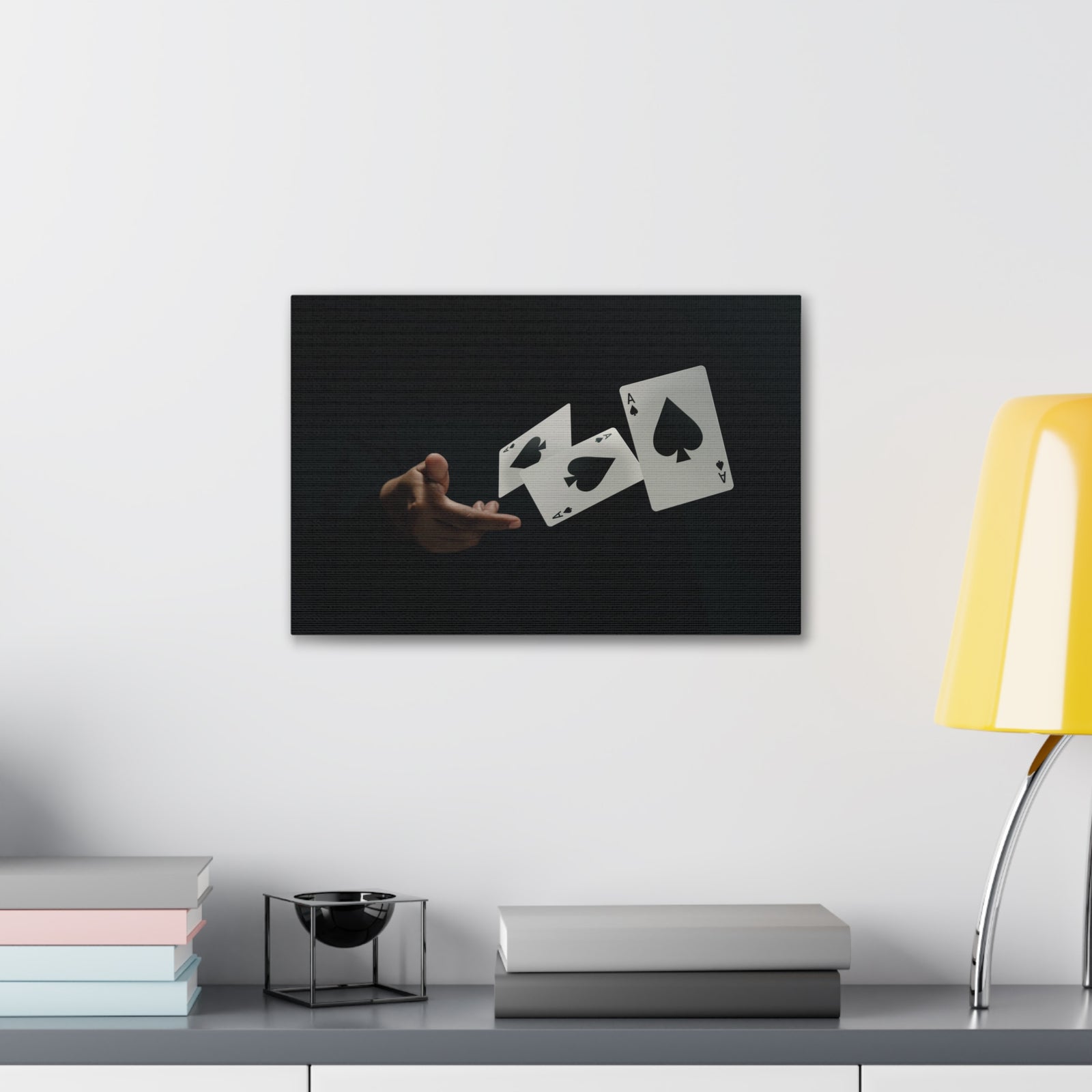 Magician Throwing Ace of Spades Playing Card Canvas Wall Art for Home Decor Ready-to-Hang-Express Your Love Gifts