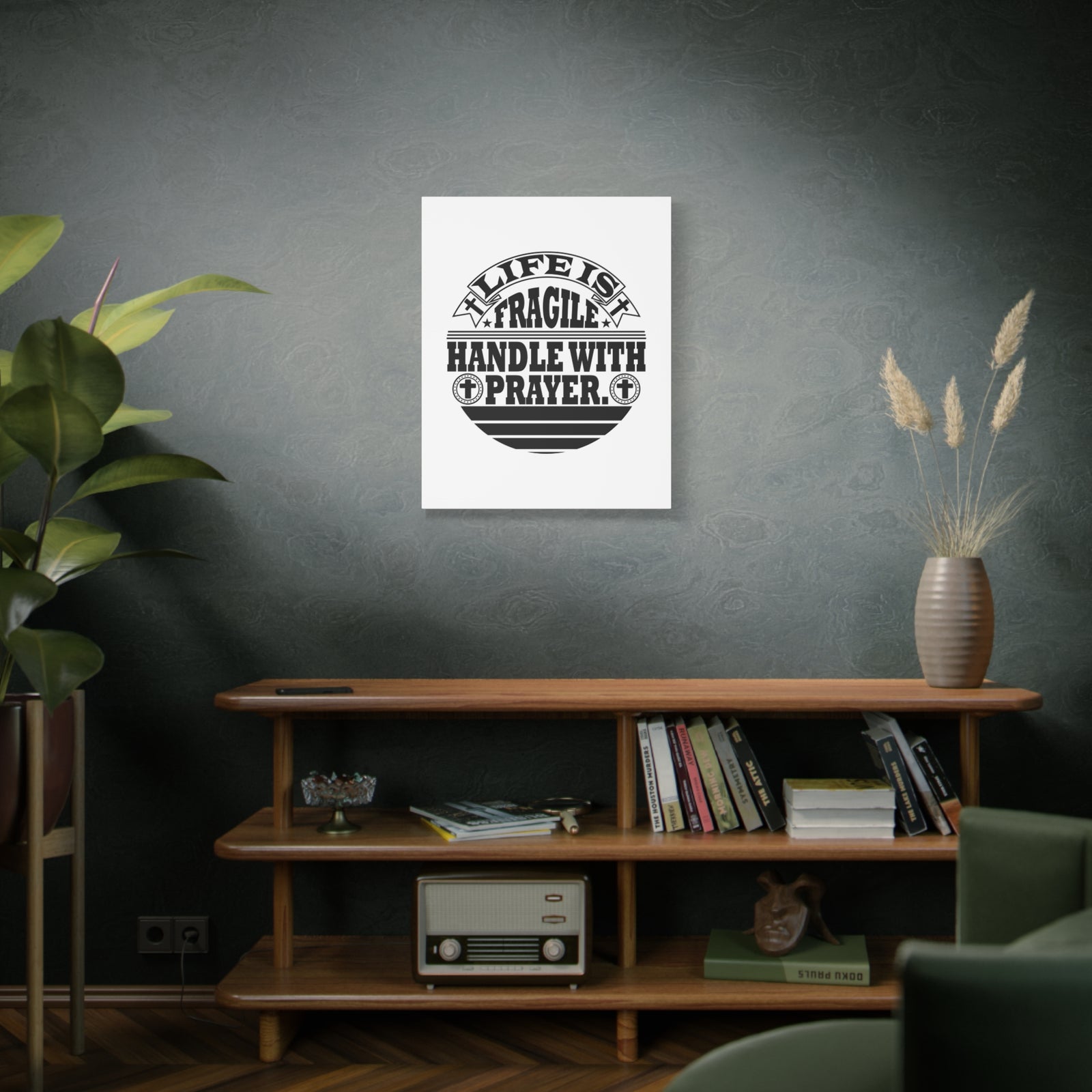 Scripture Canvas Handle With Prayer Psalm 39:4 Cross Christian Wall Art Bible Verse Print Ready to Hang-Express Your Love Gifts