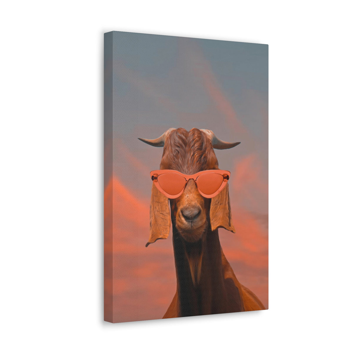 Damascus Shami Goat With Glasses Oil Painting Canvas Wall Art for Home Decor Ready-to-Hang-Express Your Love Gifts