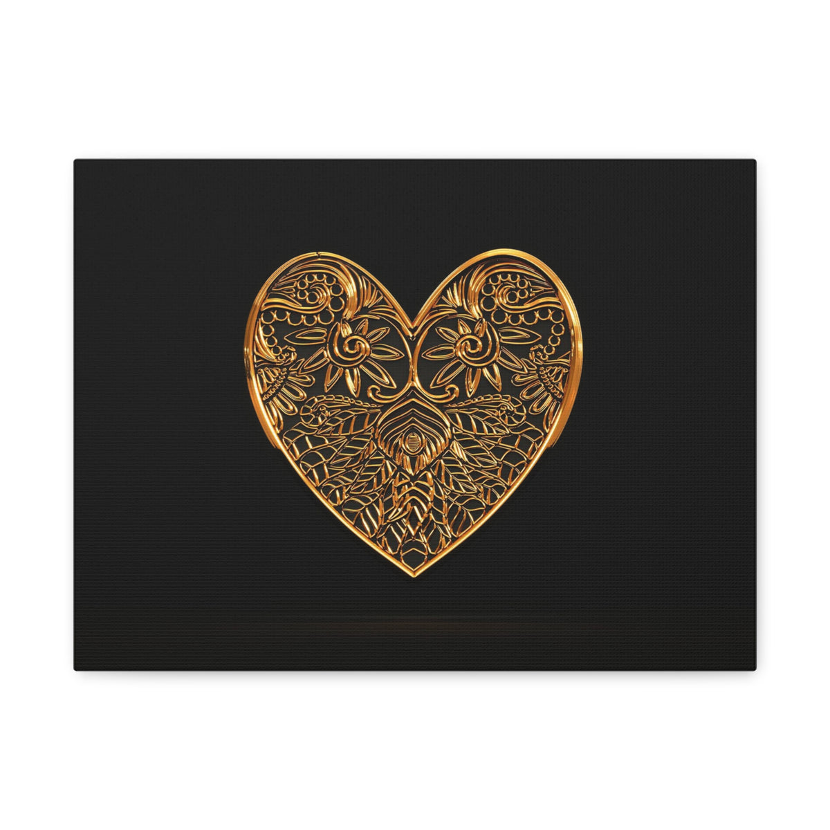 3D Gold Hearts Playing Card Canvas Wall Art for Home Decor Ready-to-Hang-Express Your Love Gifts
