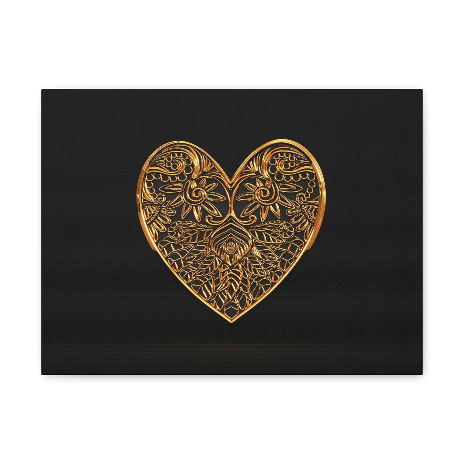 3D Gold Hearts Playing Card Canvas Wall Art for Home Decor Ready-to-Hang-Express Your Love Gifts