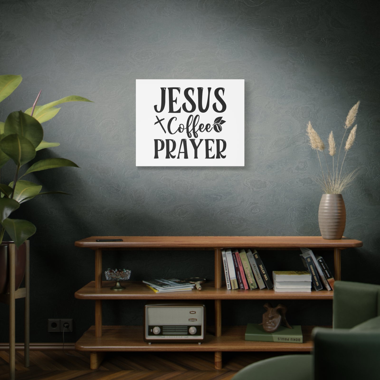 Scripture Canvas Jesus Coffee Prayer Psalm 5:3 Christian Wall Art Bible Verse Print Ready to Hang-Express Your Love Gifts