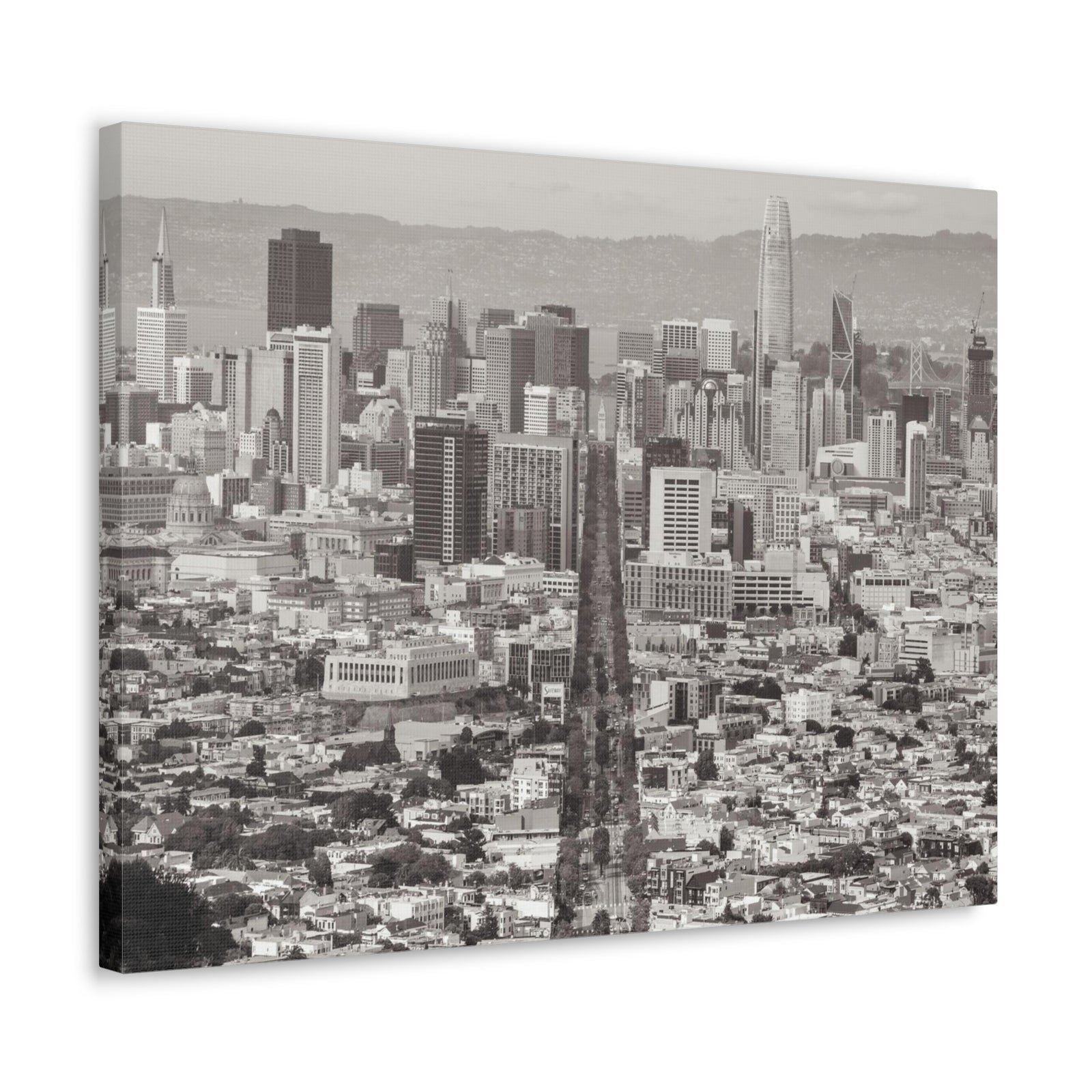 San Francisco Black And White Skyline Canvas Artwork High-Quality Breathtaking Stunning Cityscape for Home Decor Ready to Hang-Express Your Love Gifts