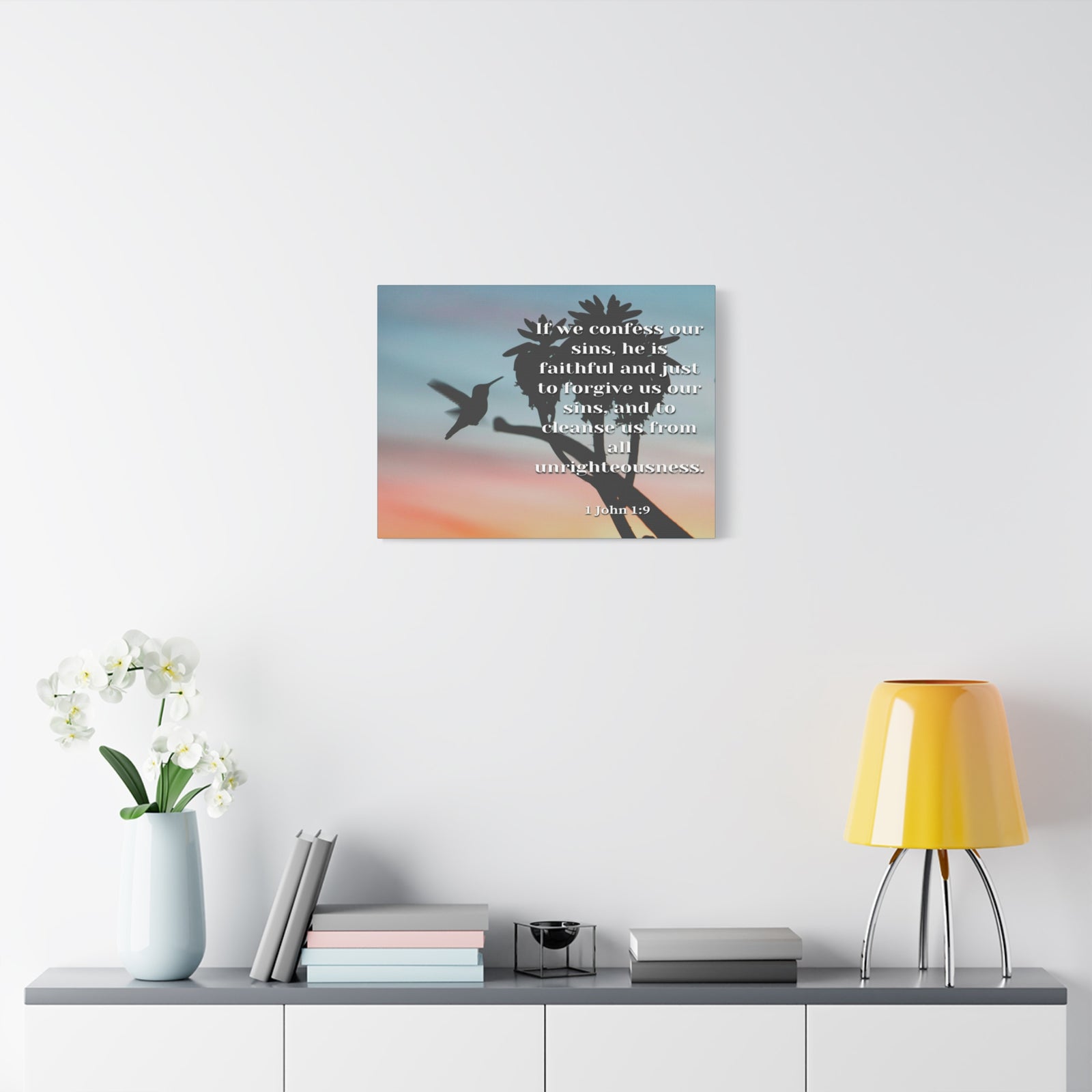 Scripture Canvas Forgive Us 1 John 1:9 Christian Wall Art Bible Verse Print Ready to Hang-Express Your Love Gifts
