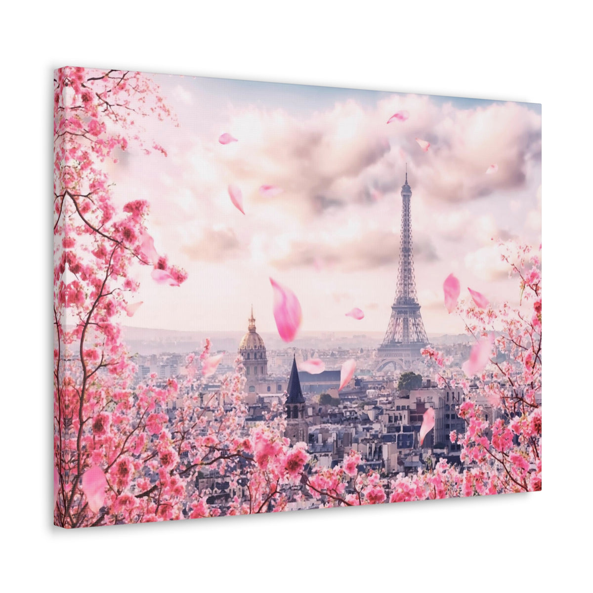 Paris Pink Tree Eiffel Tower France Canvas Artwork High-Quality Breathtaking French City for Home Decor Ready to Hang-Express Your Love Gifts