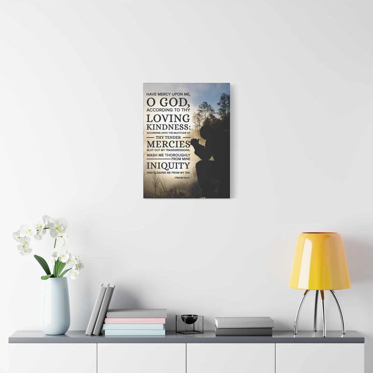 Scripture Canvas Have Mercy Upon Me Psalm 51:12 Christian Wall Art Bible Verse Print Ready to Hang-Express Your Love Gifts