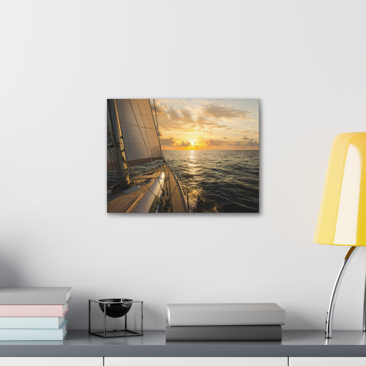 Sailboat Sailing In Mediterranean Sea At Sunset Ocean Canvas Wall Art for Home Decor Ready-to-Hang-Express Your Love Gifts