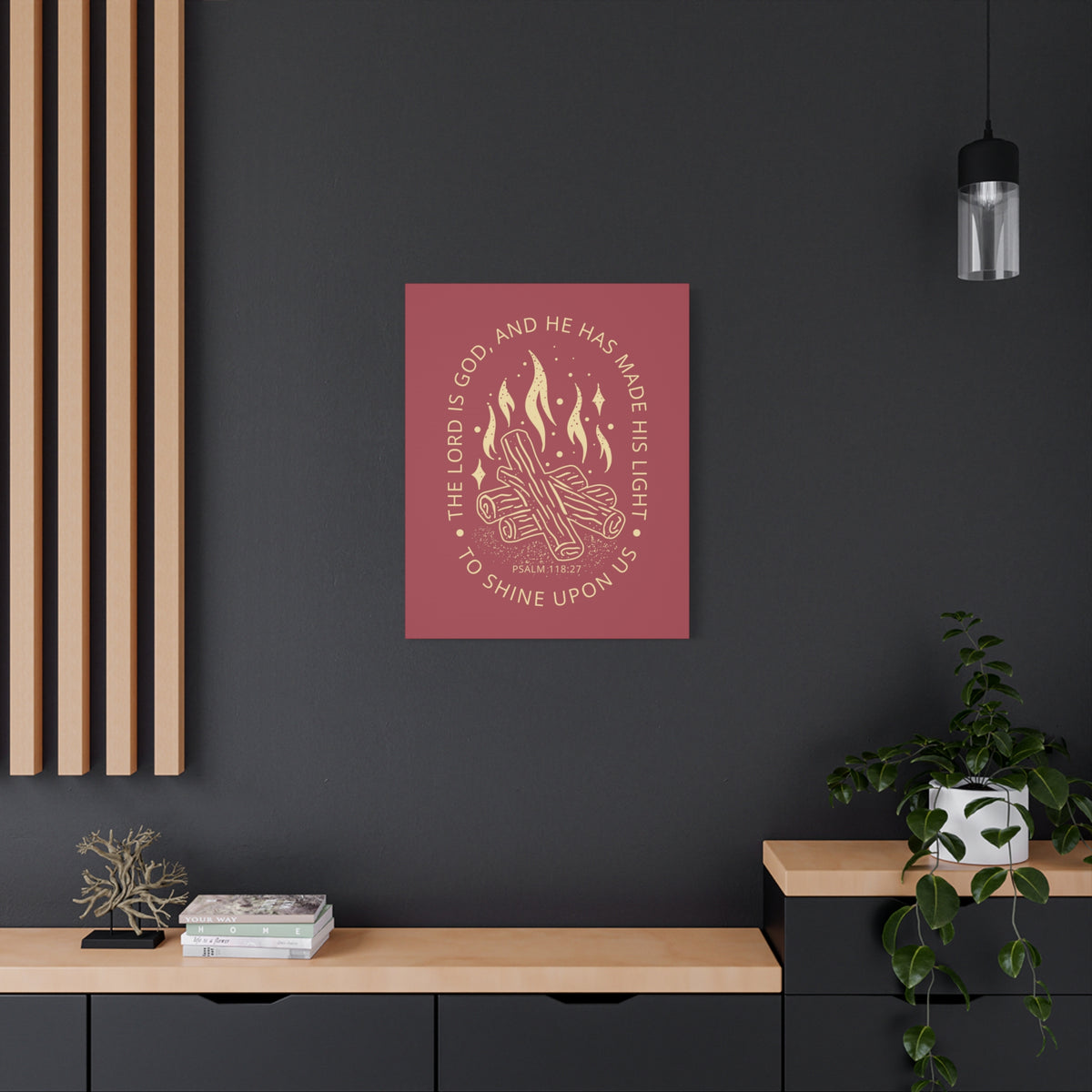 Scripture Canvas His Light Psalm 118:27 Christian Wall Art Bible Verse Print Ready to Hang-Express Your Love Gifts