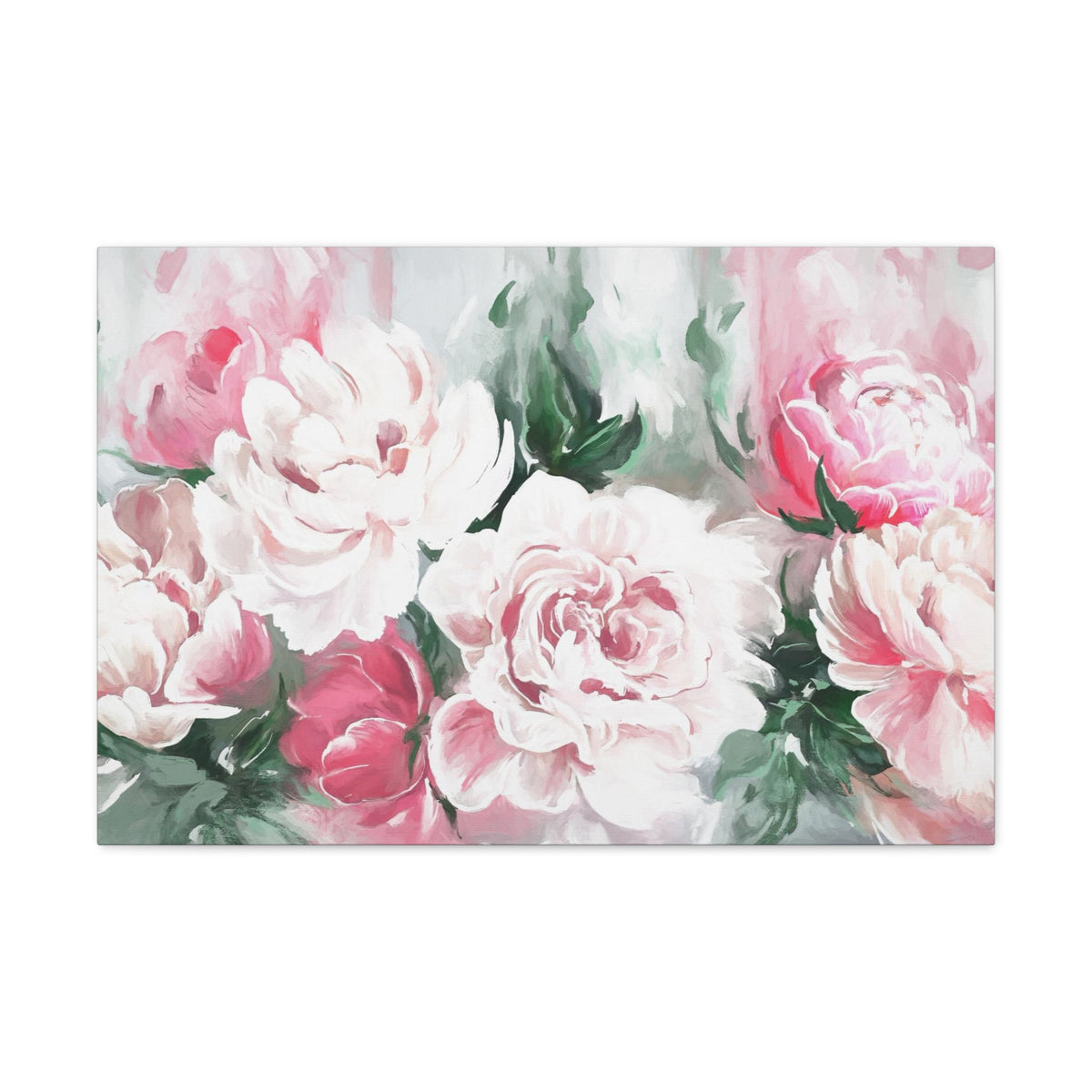 Pink And White Flower Rose And Peonies Flower Canvas Wall Art for Home Decor Ready-to-Hang-Express Your Love Gifts