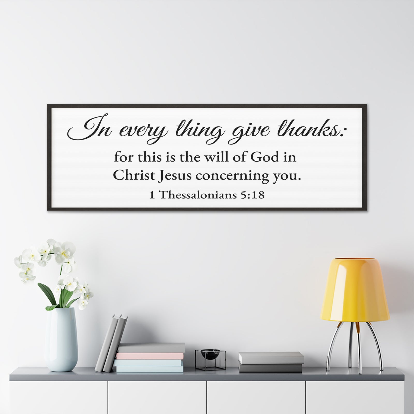 Scripture Walls Give Thanks in All 1 Thessalonians 5:18 White Bible Verse Canvas Christian Wall Art Ready to Hang Unframed-Express Your Love Gifts