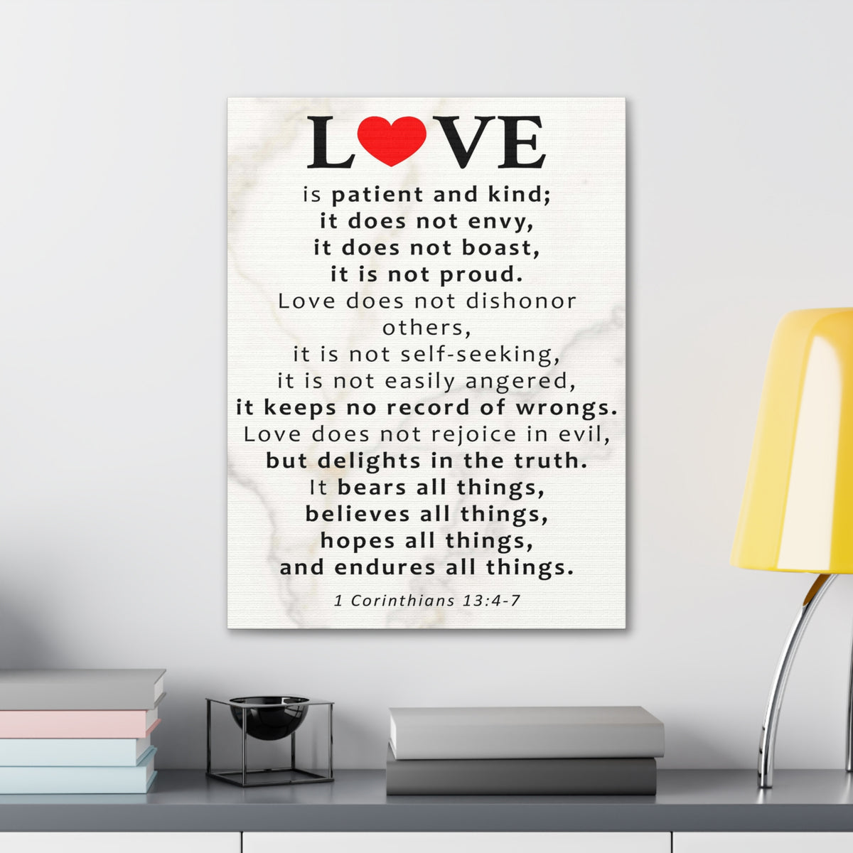 Scripture Walls Love Is Red Heart 1 Corinthians 13:4-7 Bible Verse Canvas Christian Wall Art Ready to Hang Unframed-Express Your Love Gifts